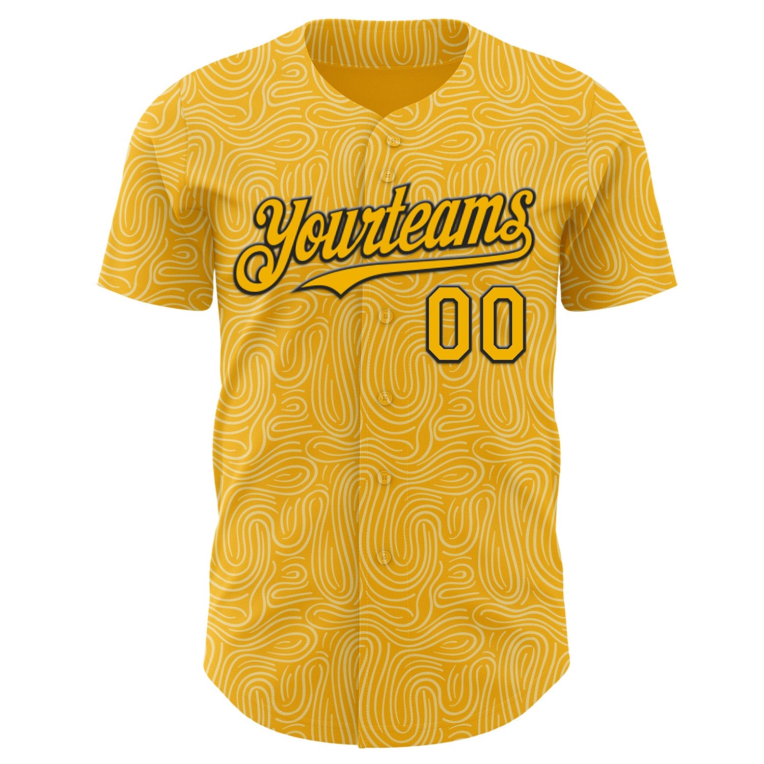 Custom Gold-Black Foodie Pasta Spaghetti Authentic Baseball Jersey view 2