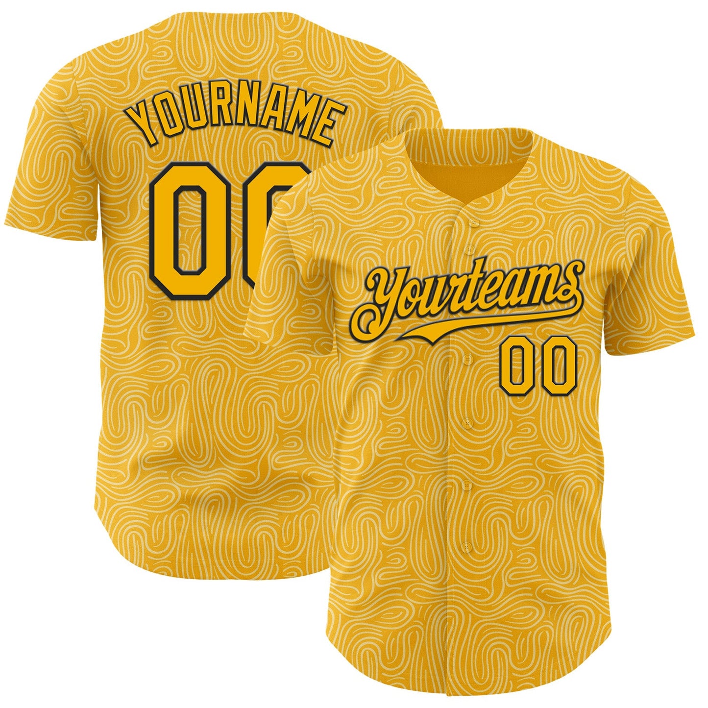 Custom Gold-Black Foodie Pasta Spaghetti Authentic Baseball Jersey - Main View