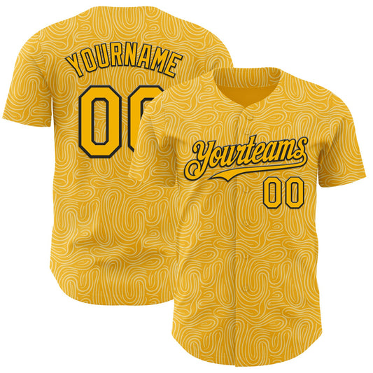 Custom Gold-Black Foodie Pasta Spaghetti Authentic Baseball Jersey - Main View
