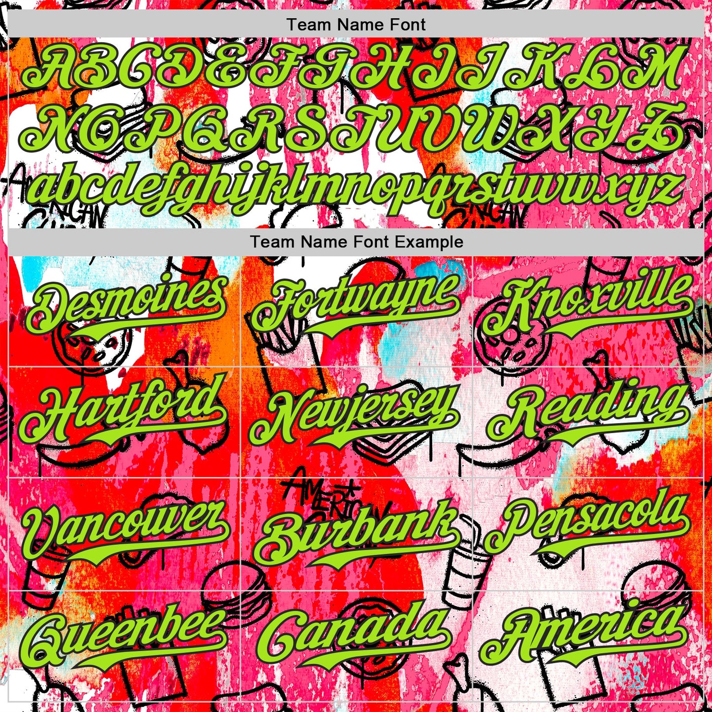 Custom Pink Neon Green-Black Foodie American Cuisine Fast Food Burger Fries & Pizza Authentic Baseball Jersey view 4
