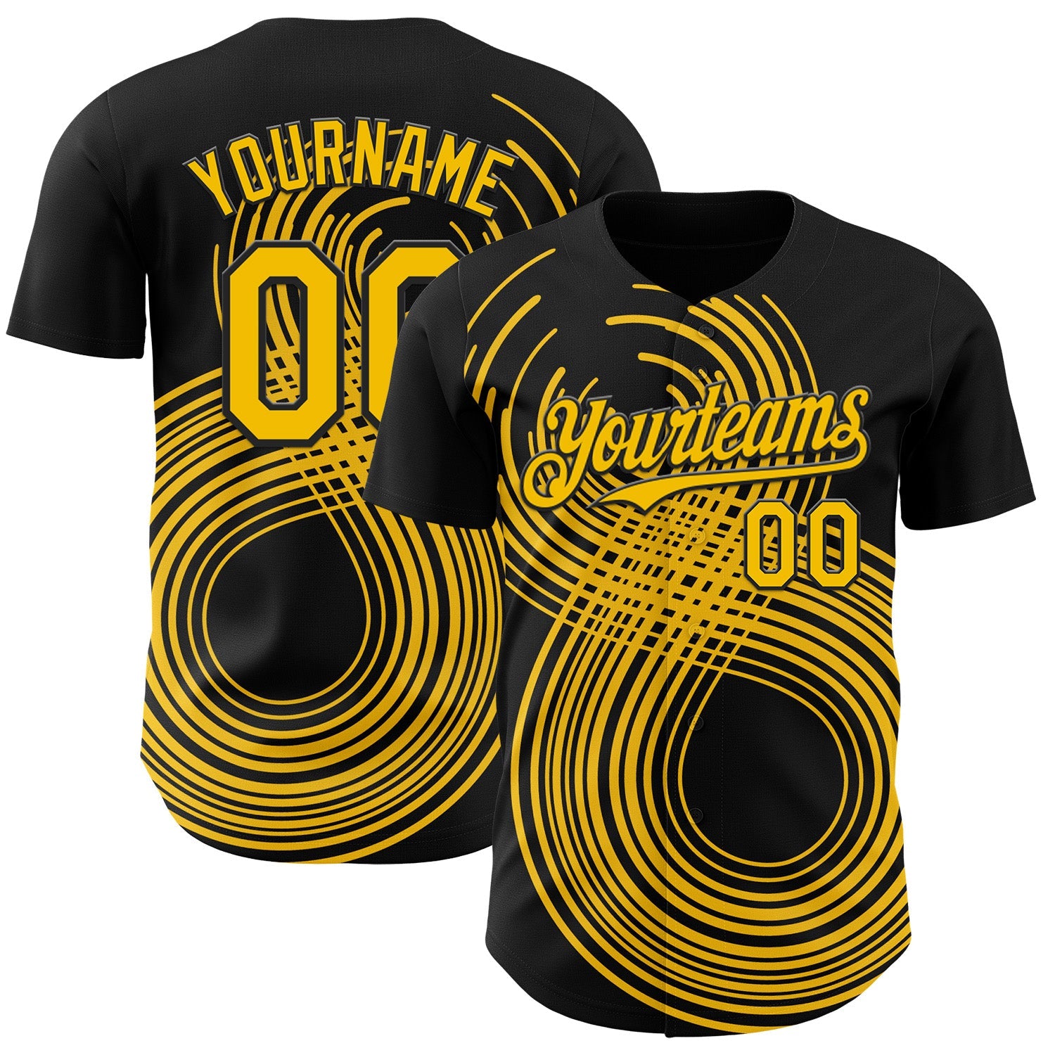 Custom Black-Yellow Autism Acceptance Gold Infinity Authentic Baseball Jersey - Main View