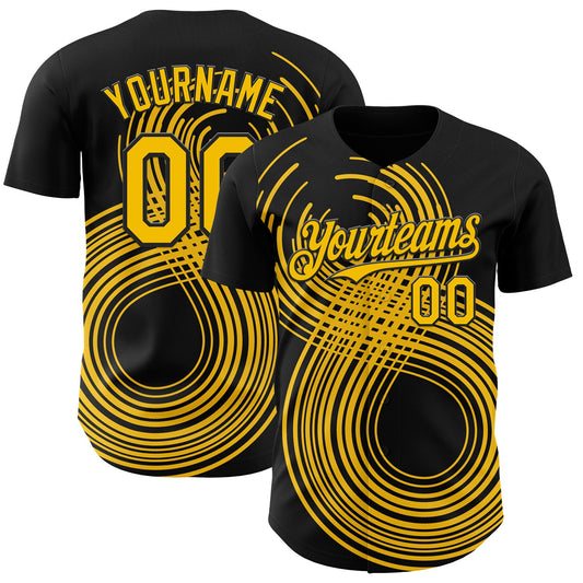Custom Black-Yellow Autism Acceptance Gold Infinity Authentic Baseball Jersey - Main View