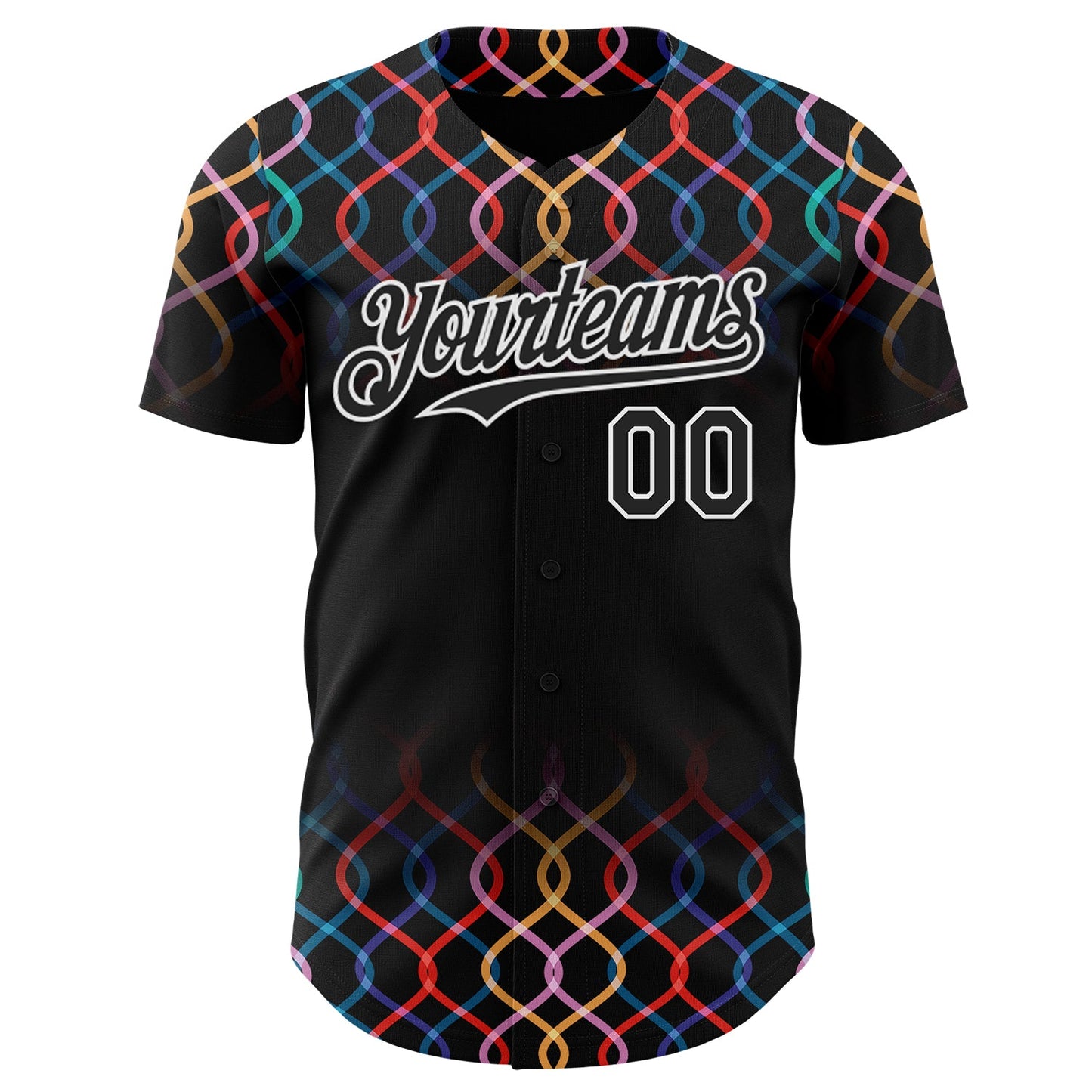 Custom Black-White Autism Acceptance Rainbow Infinity Authentic Baseball Jersey view 2