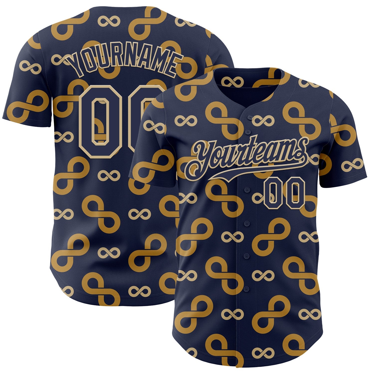 Custom Navy-Vegas Gold Autism Acceptance Gold Infinity Authentic Baseball Jersey - Main View
