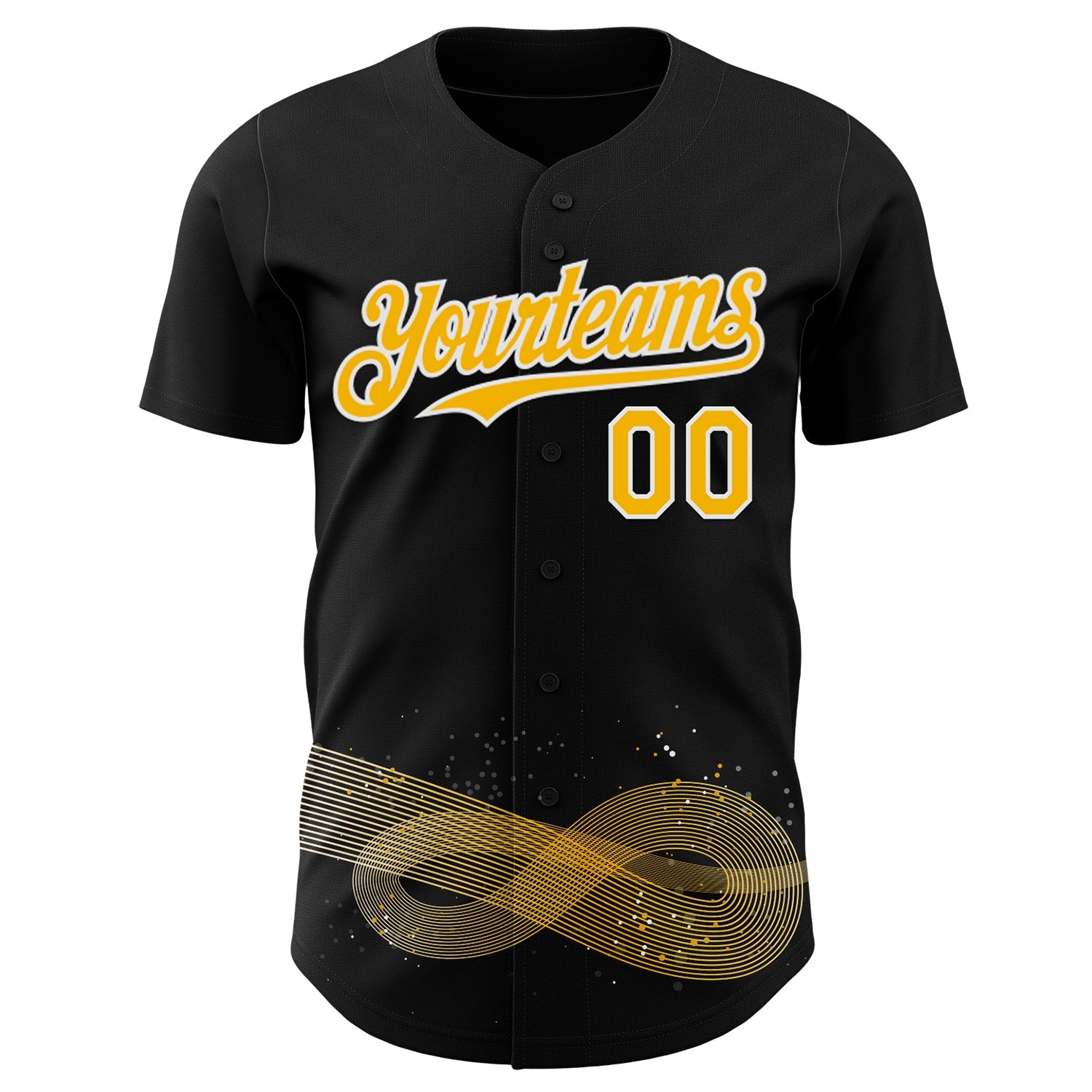 Custom Black Gold-White Autism Acceptance Gold Infinity Authentic Baseball Jersey view 2