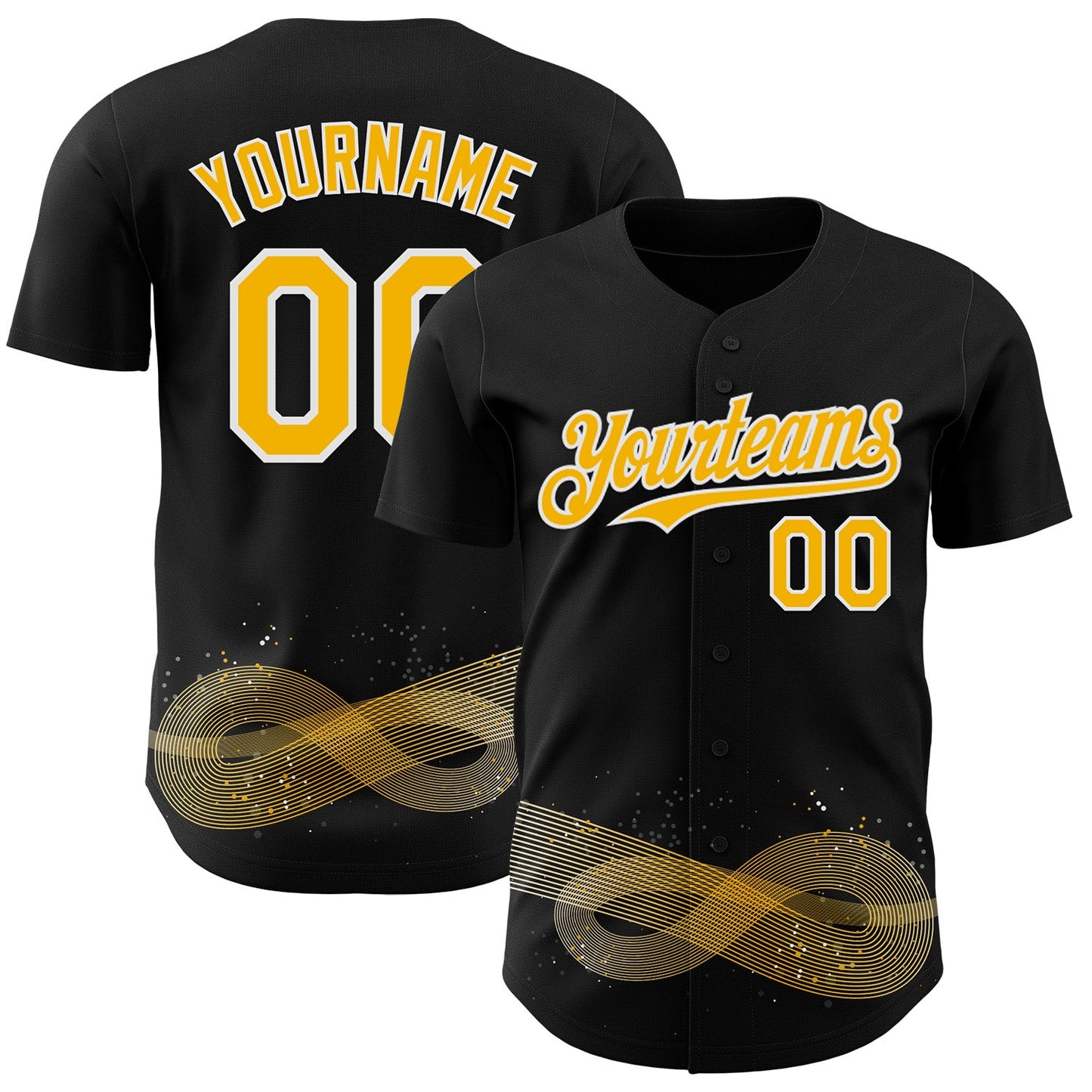 Custom Black Gold-White Autism Acceptance Gold Infinity Authentic Baseball Jersey - Main View