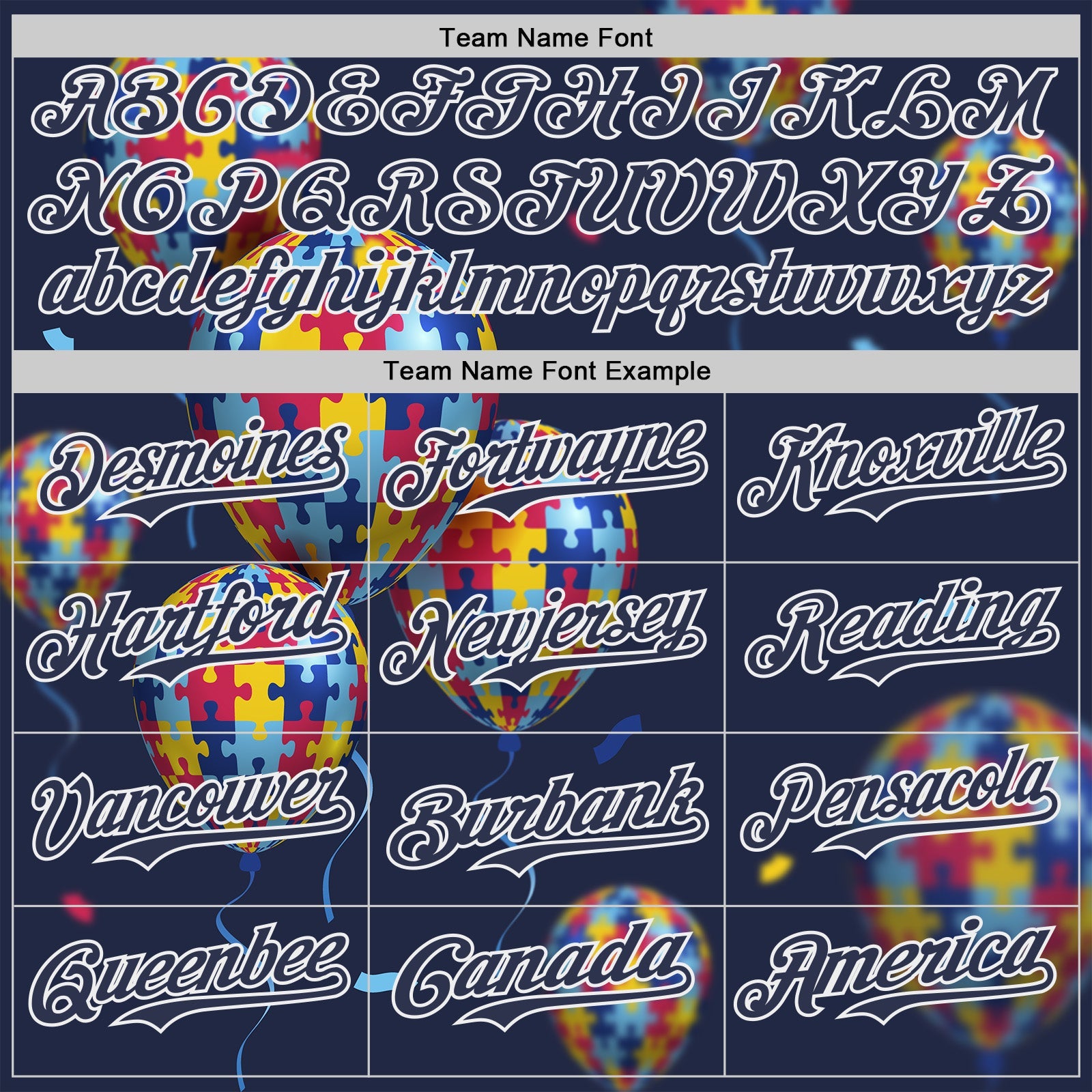 Custom Navy-White Autism Awareness Support Puzzle Infinity Balloon Authentic Baseball Jersey view 4