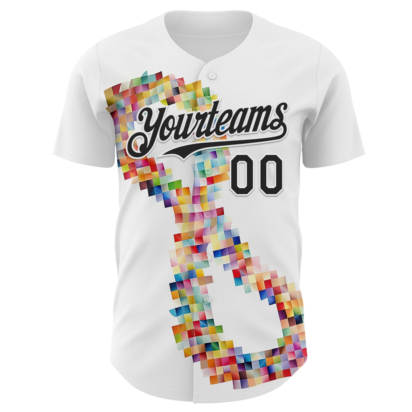 Custom White-Black Autism Acceptance Puzzle Infinity Authentic Baseball Jersey view 2