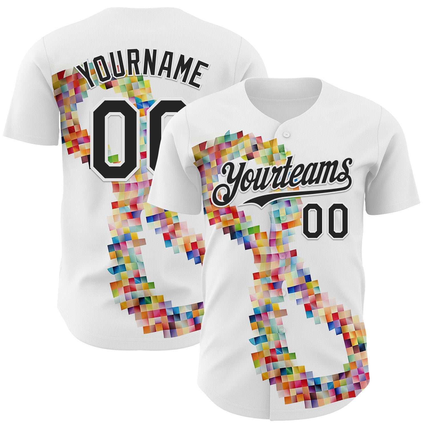 Custom White-Black Autism Acceptance Puzzle Infinity Authentic Baseball Jersey - Main View