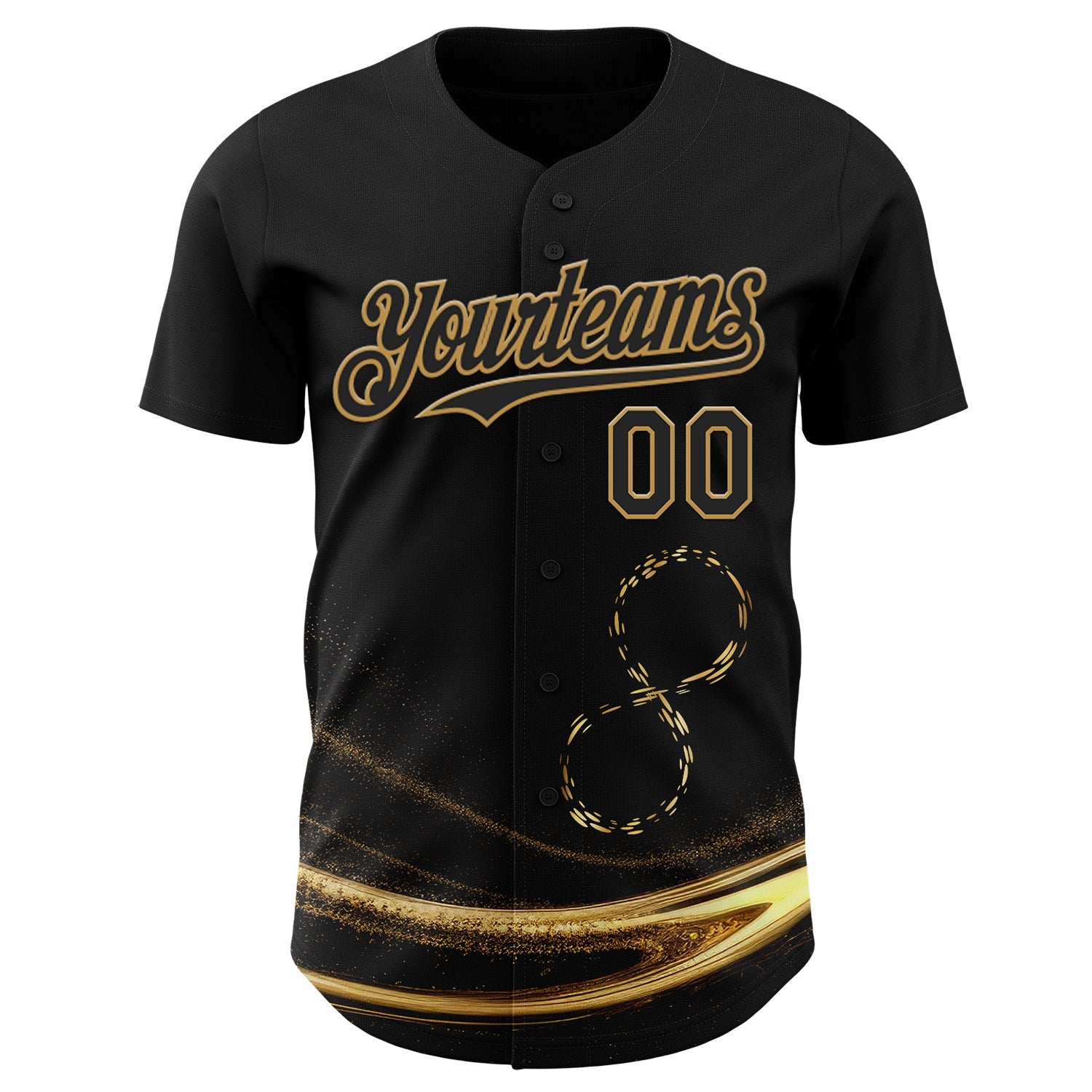 Custom Black-Old Gold Autism Acceptance Gold Infinity Authentic Baseball Jersey view 2
