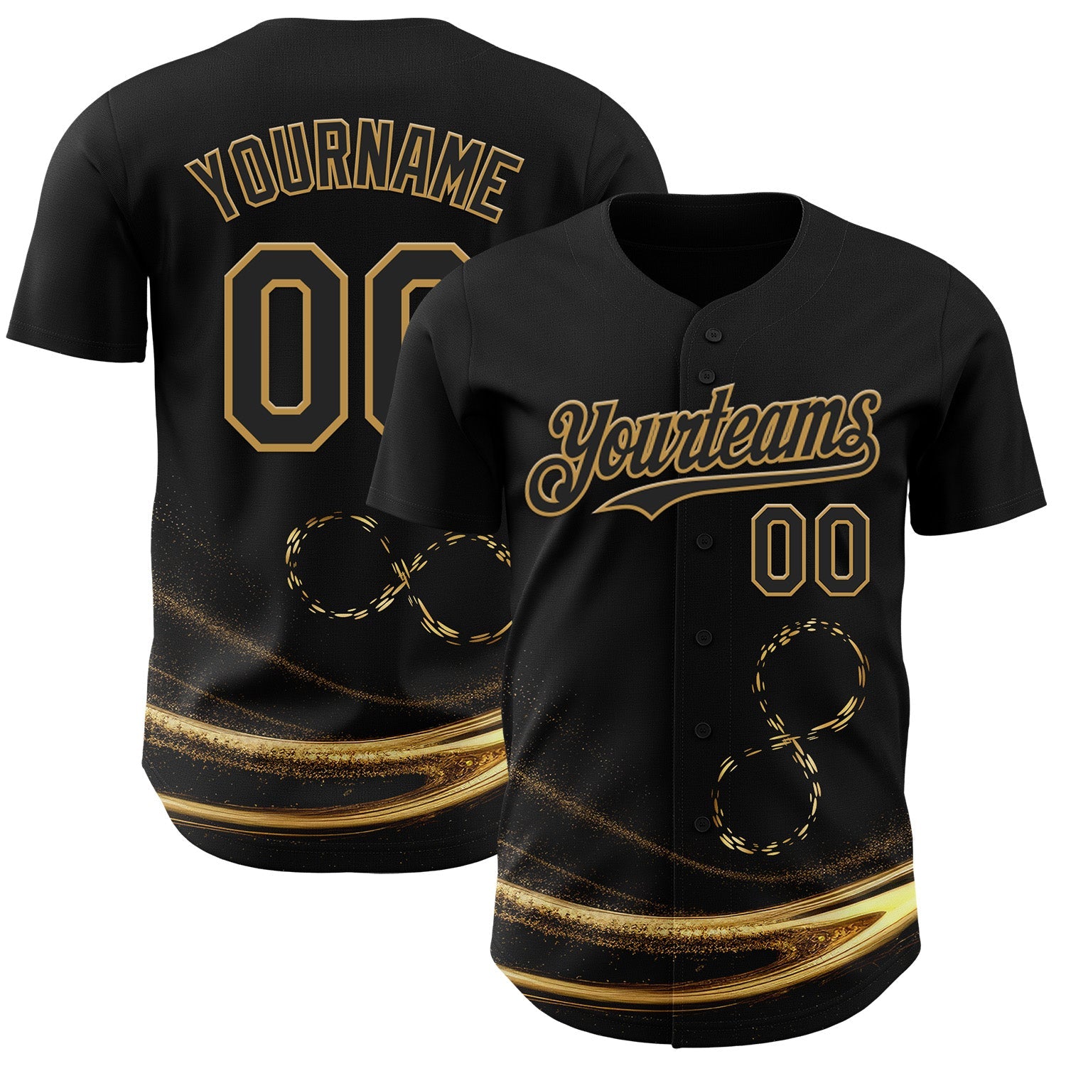 Custom Black-Old Gold Autism Acceptance Gold Infinity Authentic Baseball Jersey - Main View