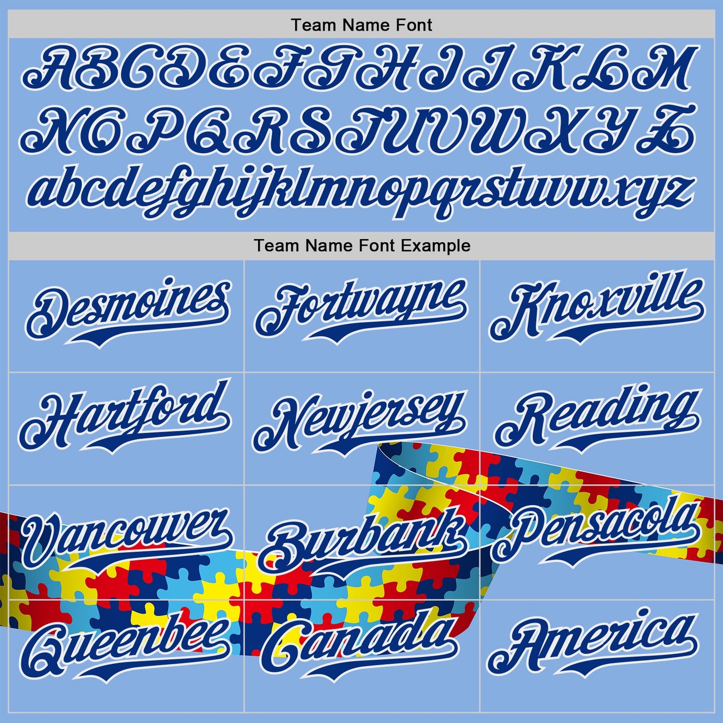 Custom Light Blue Royal-White Autism Awareness Support Puzzle Infinity Authentic Baseball Jersey view 4