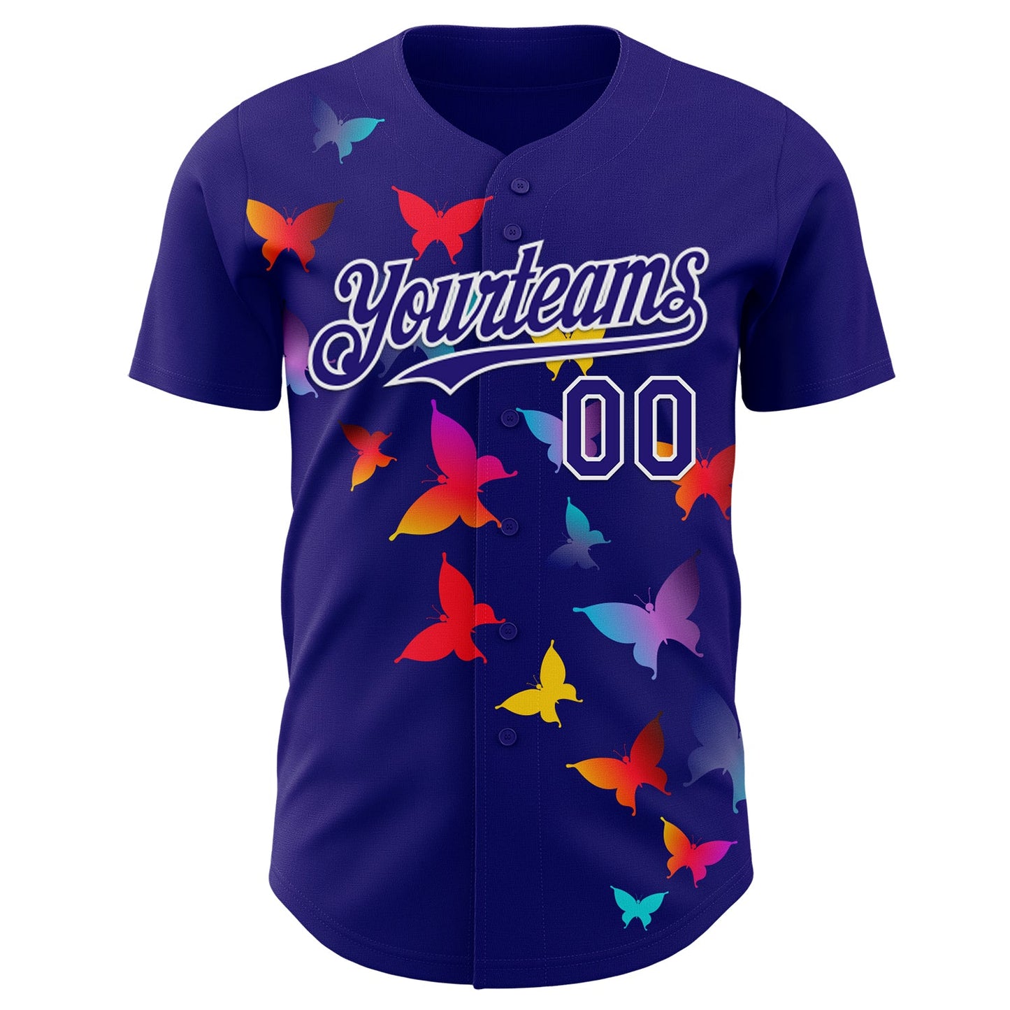Custom Dark Purple-White Autism Awareness Support Puzzle Infinity Butterfly Authentic Baseball Jersey view 2