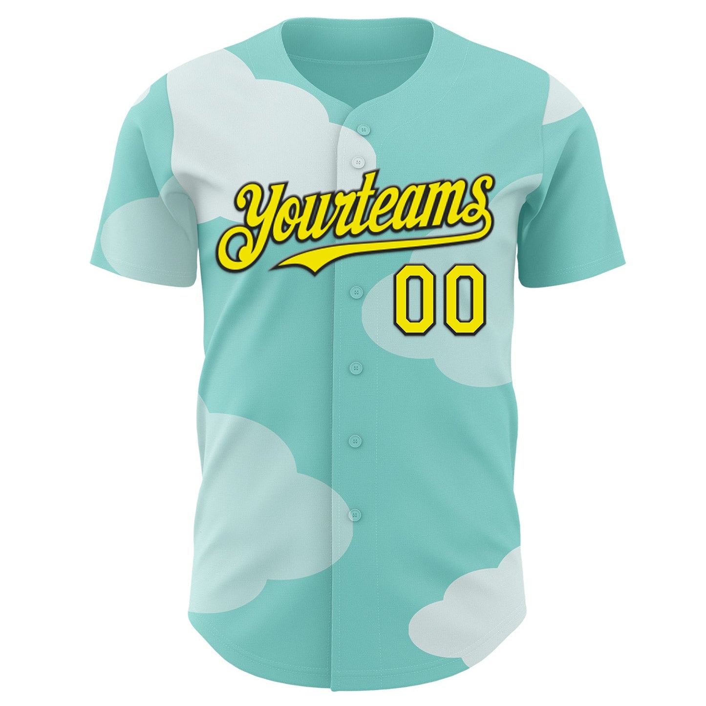 Custom Ice Blue Light Yellow-Black Autism Awareness Support Authentic Baseball Jersey view 2