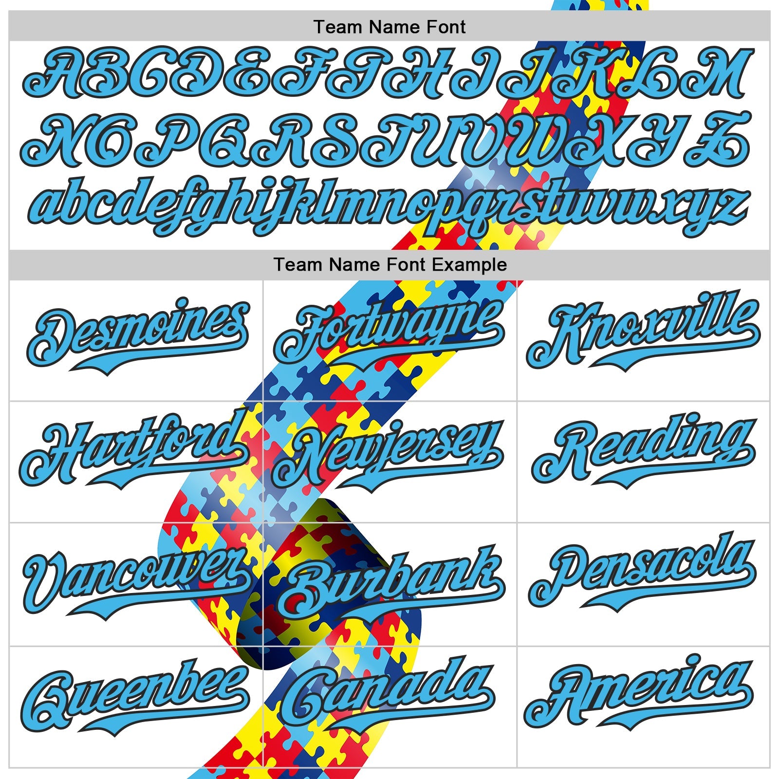 Custom White Sky Blue-Black Autism Awareness Support Puzzle Infinity Authentic Baseball Jersey view 4