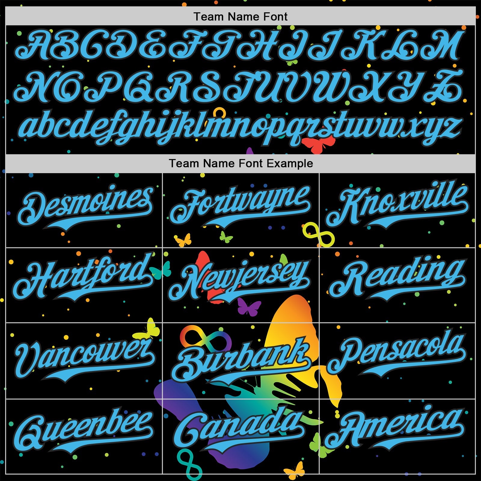 Custom Black-Sky Blue Autism Acceptance Rainbow Infinity Authentic Baseball Jersey view 4