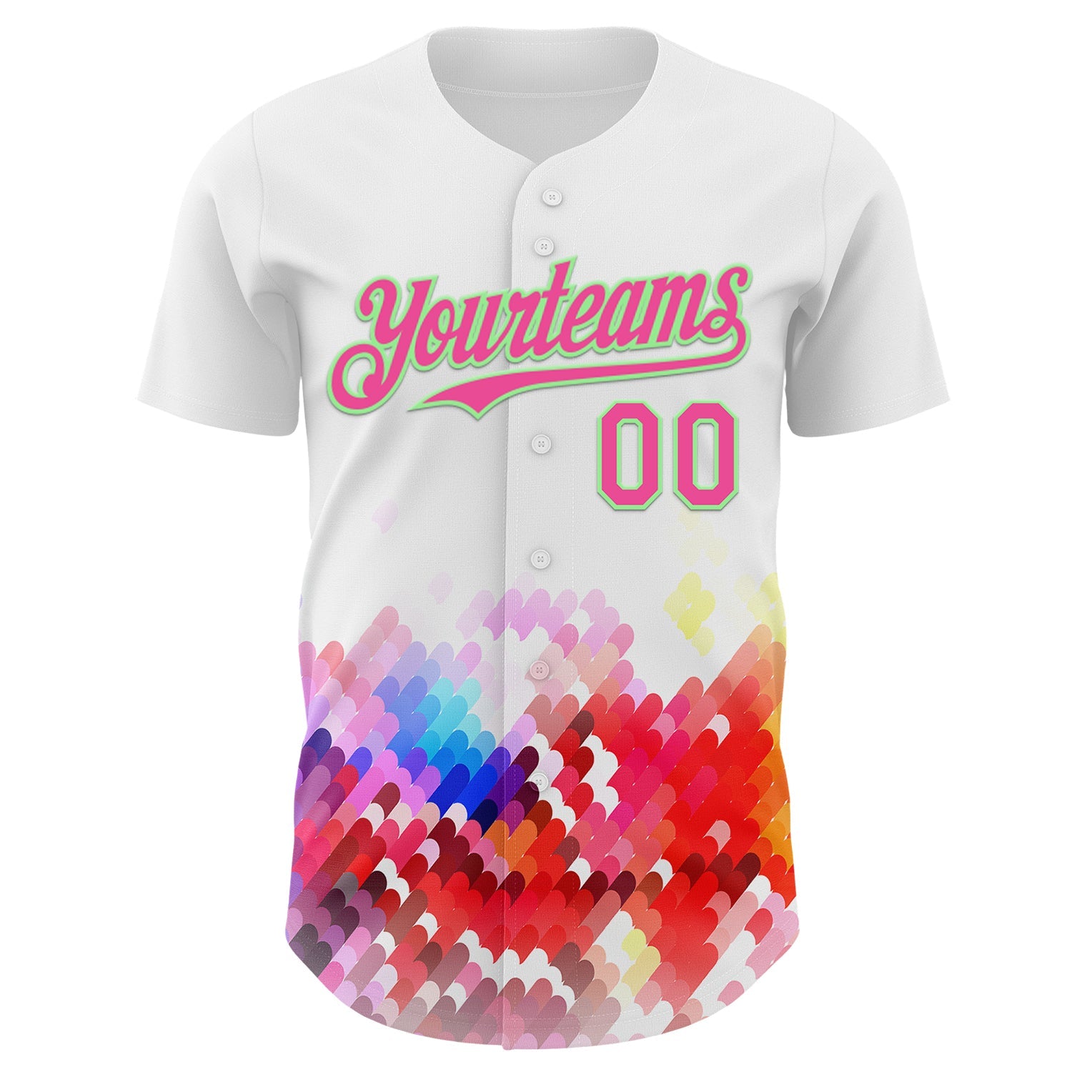 Custom White Pink-Pea Green Autism Acceptance Rainbow Infinity Authentic Baseball Jersey view 2