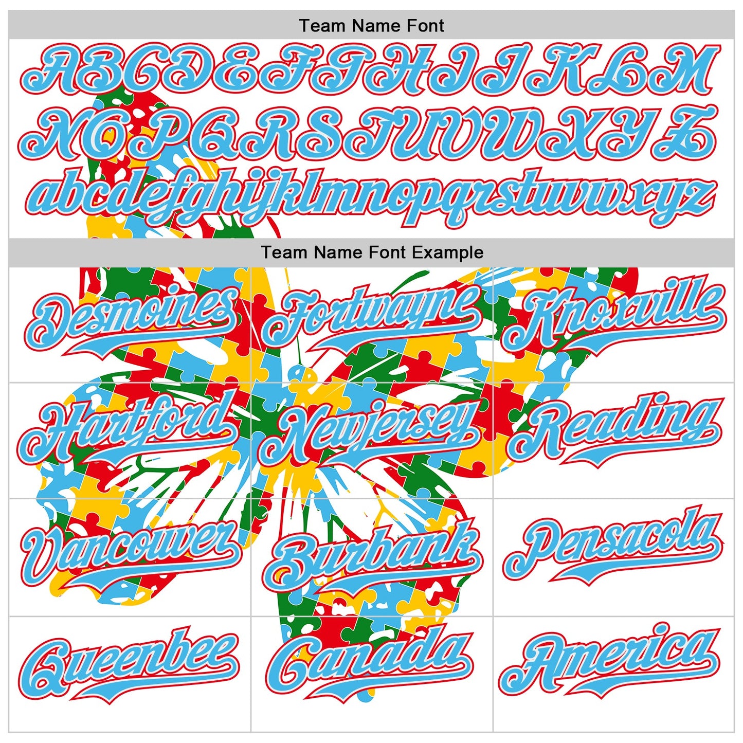Custom White Sky Blue-Fire Red Autism Awareness Puzzle Infinity Butterfly Authentic Baseball Jersey view 4