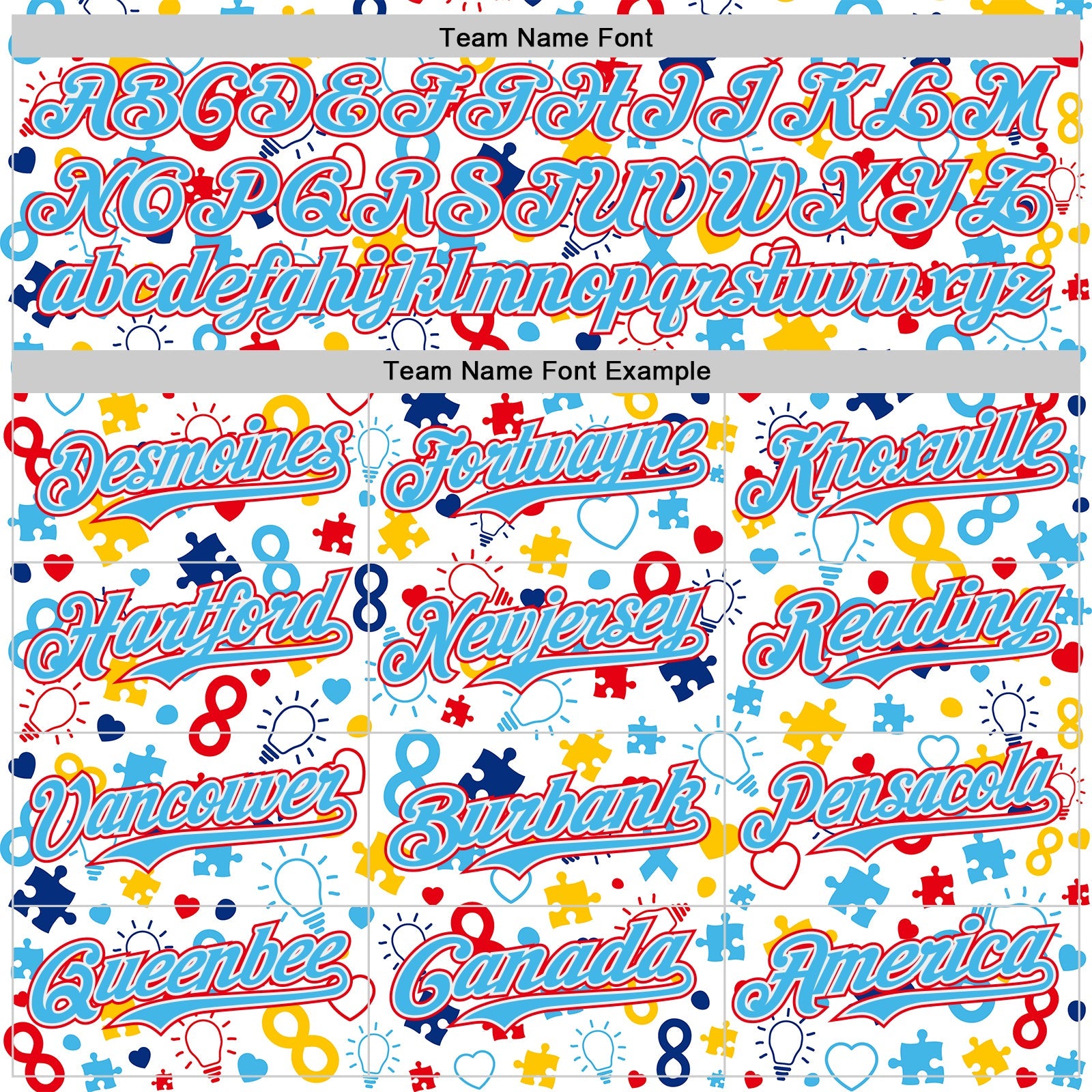 Custom White Sky Blue-Fire Red Autism Awareness Puzzle Infinity Authentic Baseball Jersey view 4