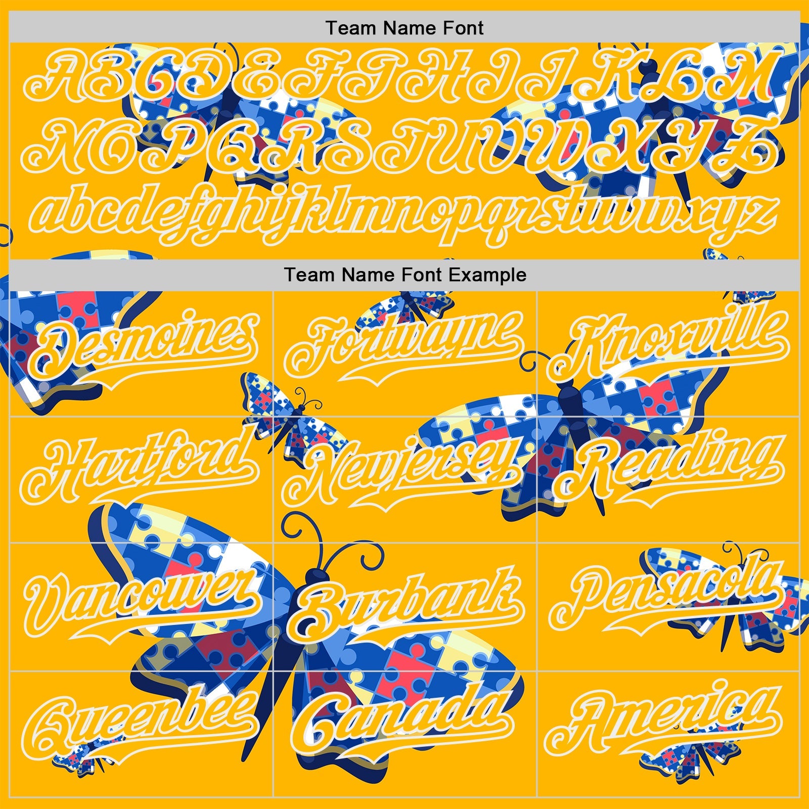 Custom Gold-White Autism Awareness Support Puzzle Infinity Butterfly Authentic Baseball Jersey view 4