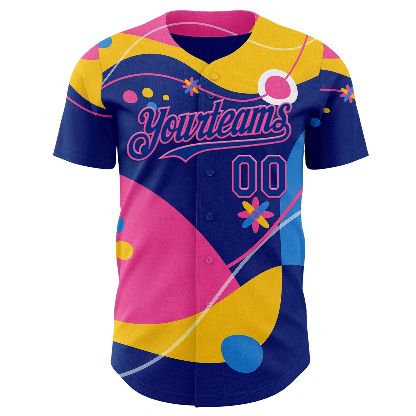 Custom Yellow Royal-Pink Autism Awareness Infinity Authentic Baseball Jersey view 2