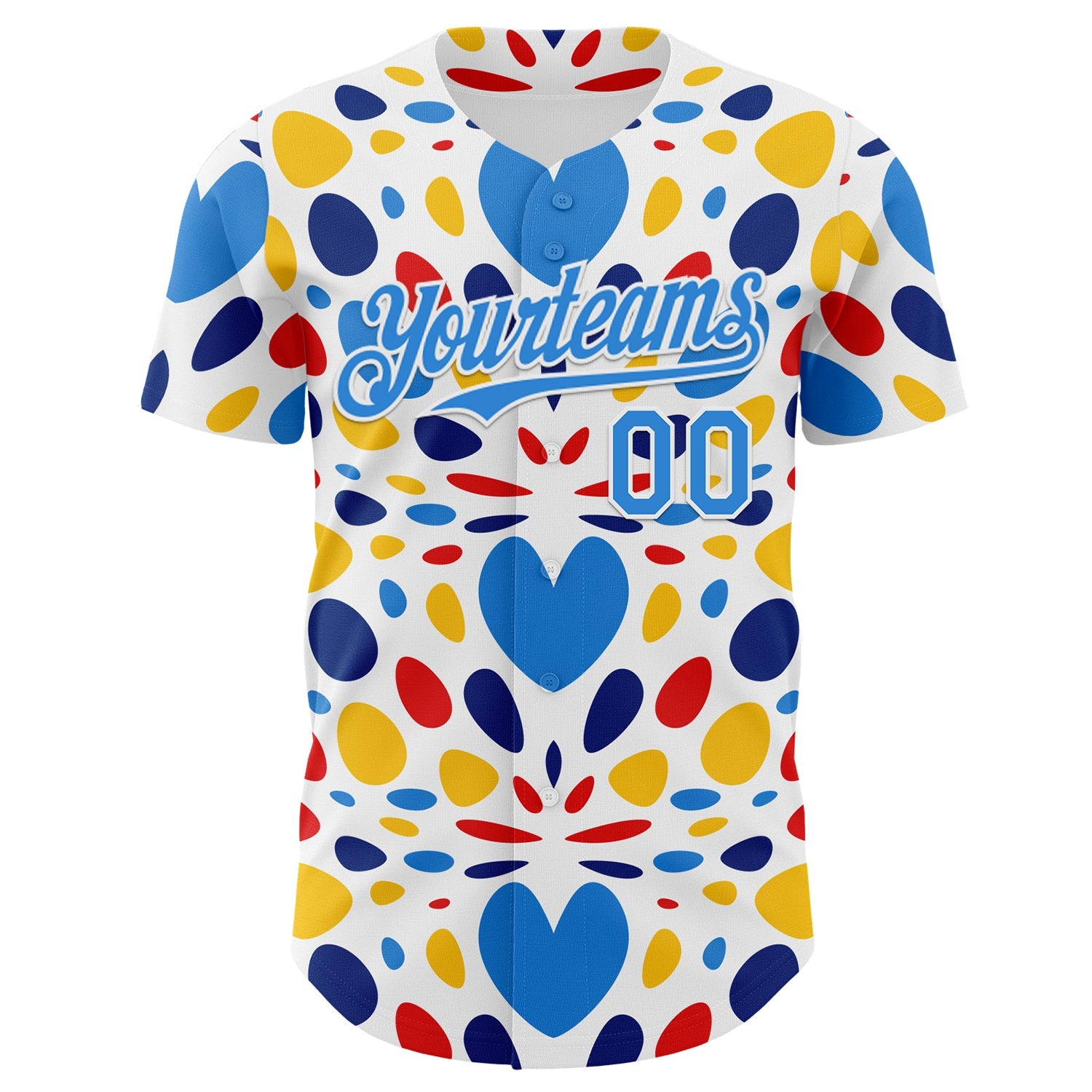 Custom White-Electric Blue Autism Awareness Infinity Authentic Baseball Jersey view 2