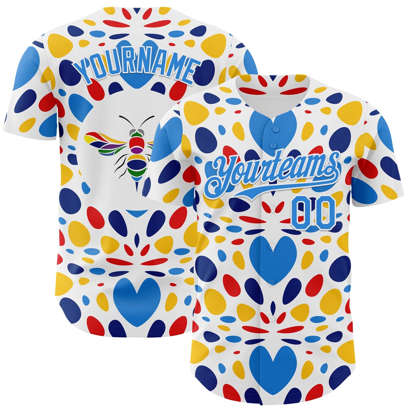 Custom White-Electric Blue Autism Awareness Infinity Authentic Baseball Jersey - Main View