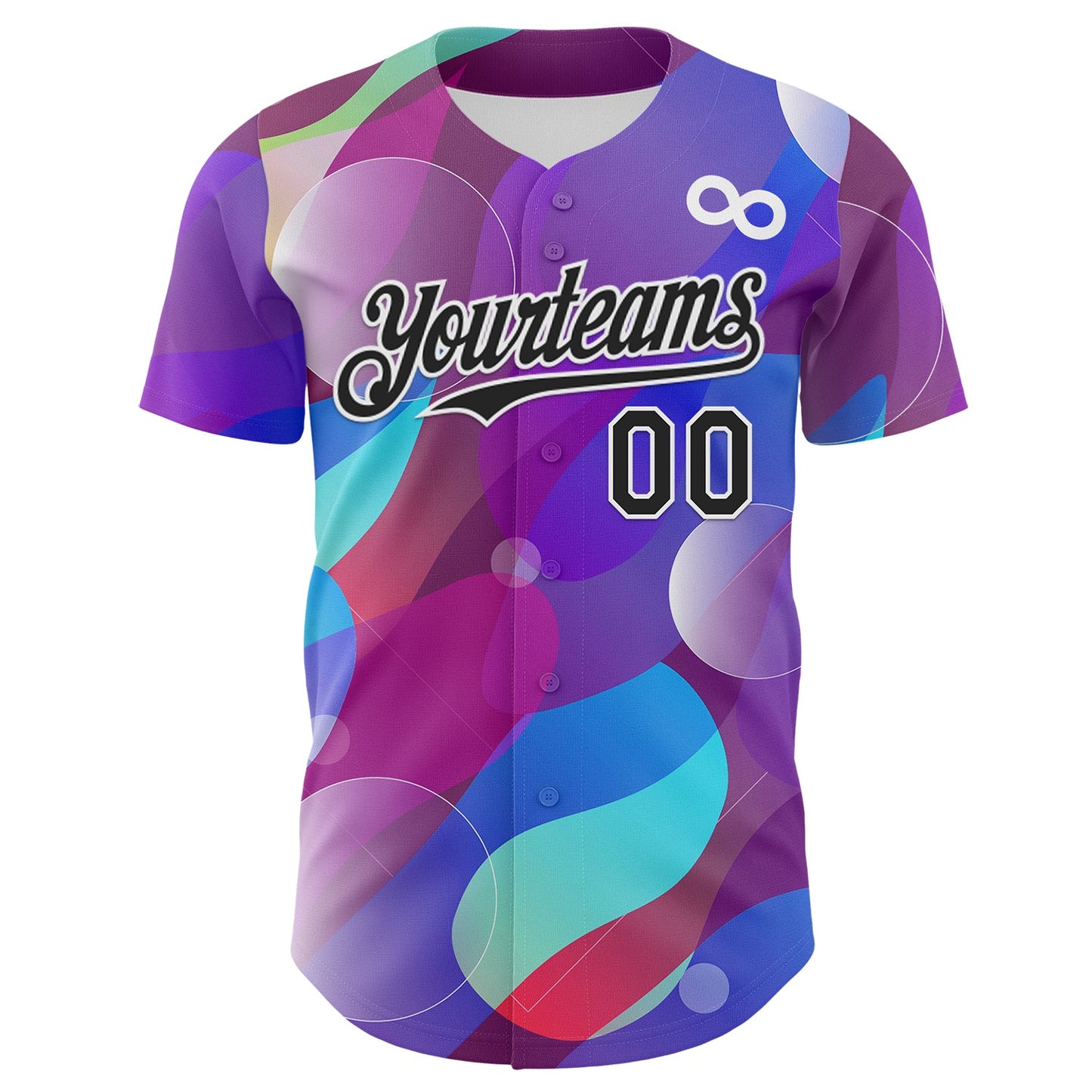 Custom Purple Black-White Autism Acceptance Infinity Authentic Baseball Jersey view 2