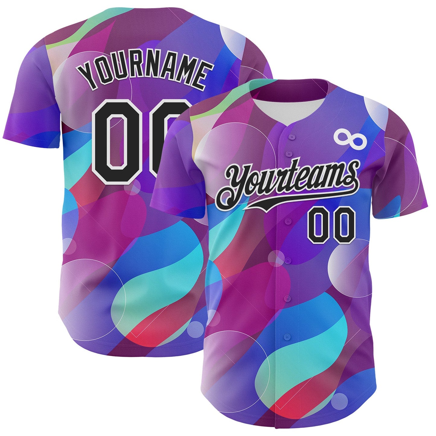 Custom Purple Black-White Autism Acceptance Infinity Authentic Baseball Jersey - Main View