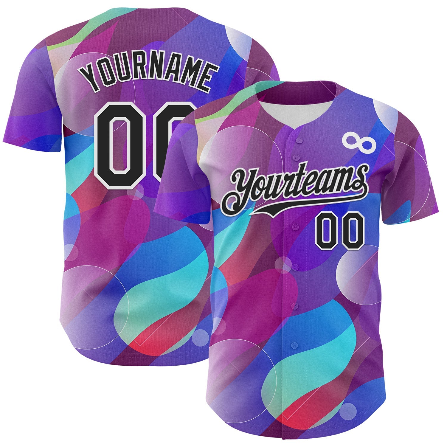Custom Purple Black-White Autism Acceptance Infinity Authentic Baseball Jersey - Main View