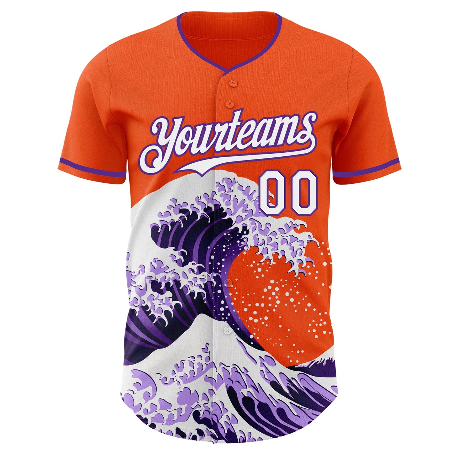 Custom Orange White-Purple Japanese Wave Authentic Baseball Jersey view 3