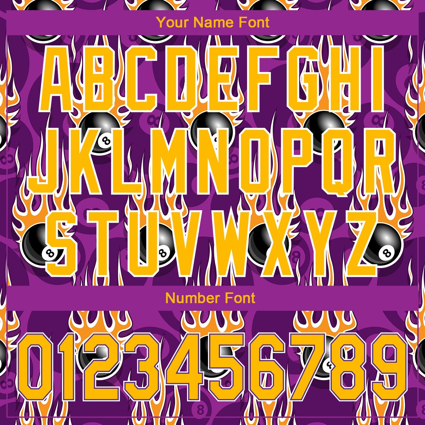 Custom Purple Gold-White 3D Pattern Design Billiards Snooker 8 Ball With Hotrod Flame Authentic Baseball Jersey view 5