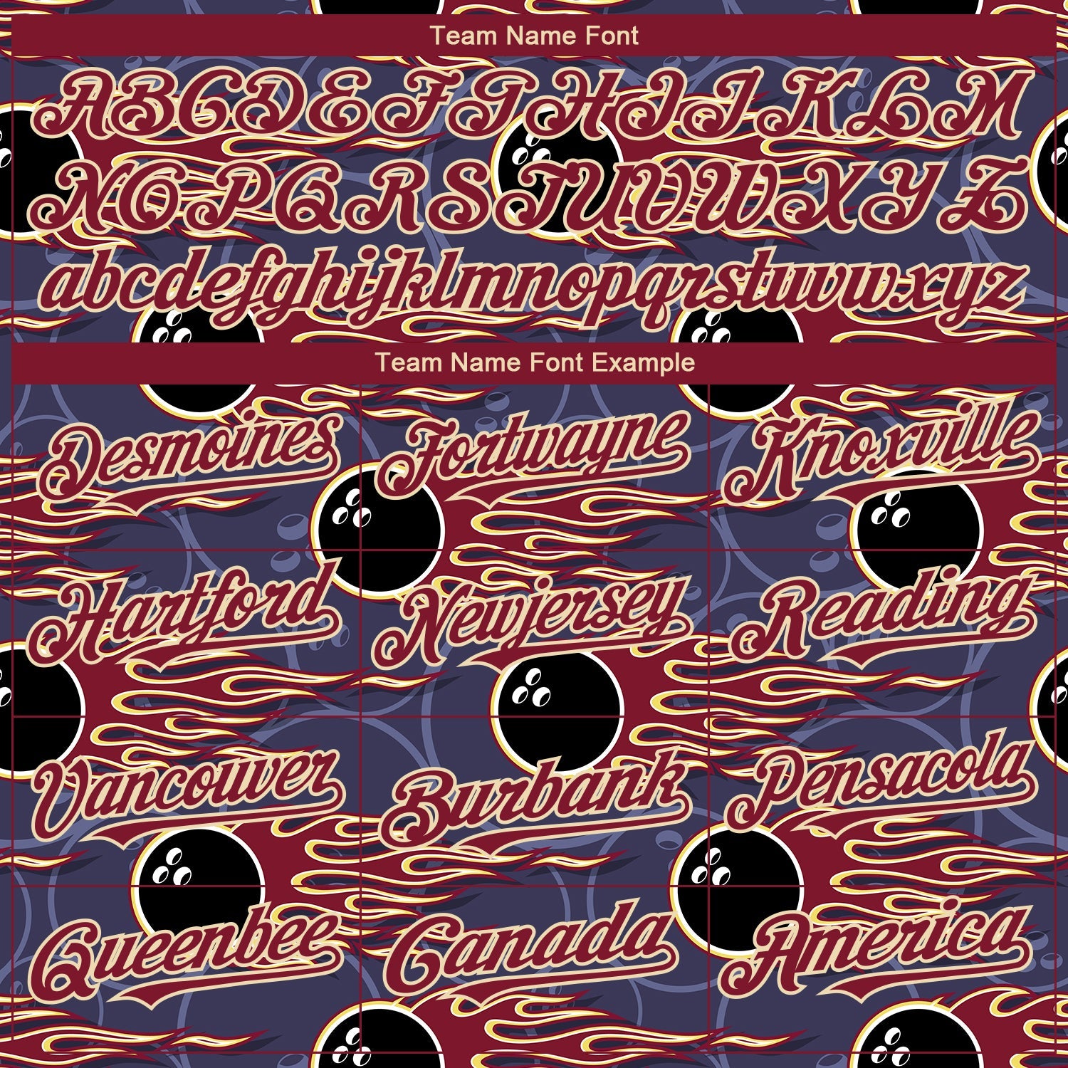 Custom Purple Crimson-City Cream 3D Pattern Design Bowling Ball With Hotrod Flame Authentic Baseball Jersey view 4