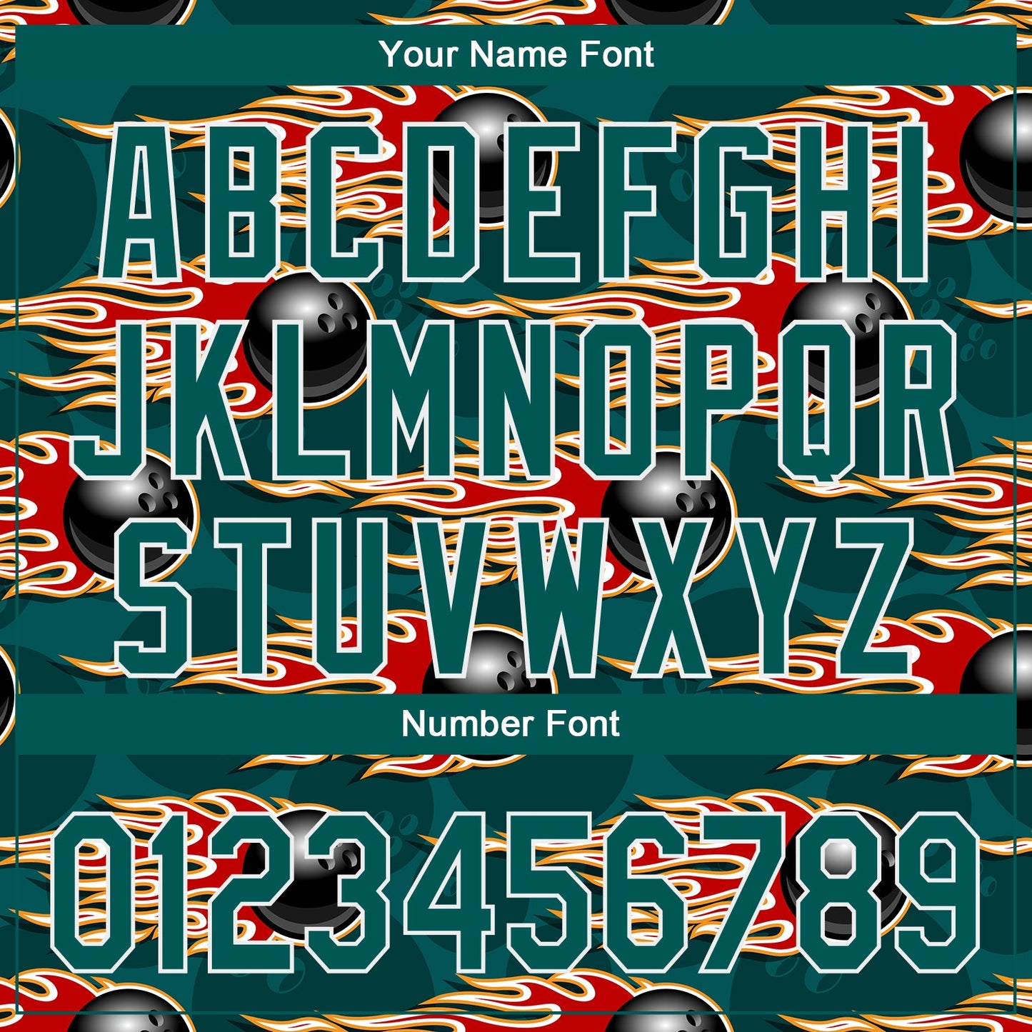 Custom Midnight Green White 3D Pattern Design Bowling Ball With Hotrod Flame Authentic Baseball Jersey view 5