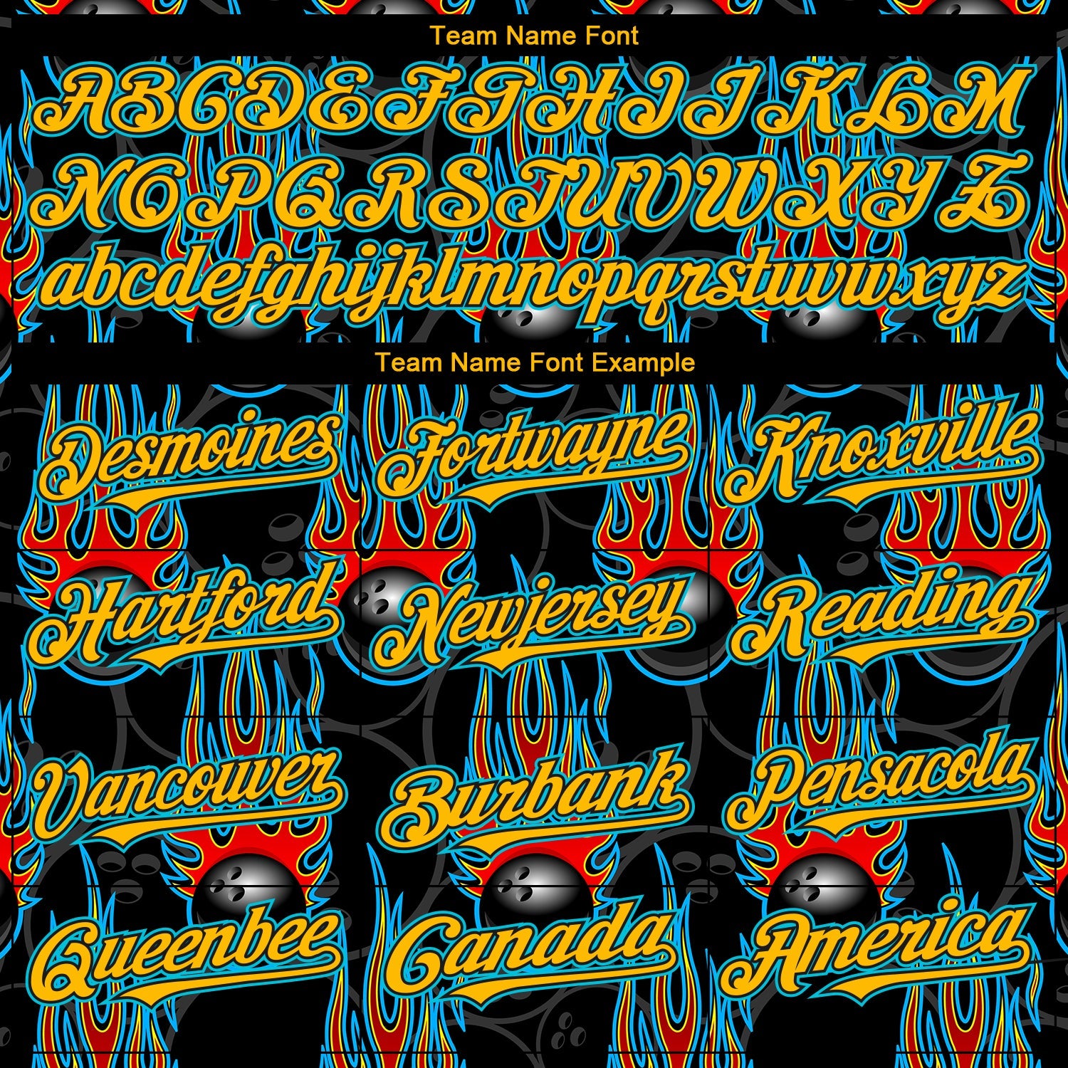 Custom Black Gold-Lakes Blue 3D Pattern Design Bowling Ball With Hotrod Flame Authentic Baseball Jersey view 4