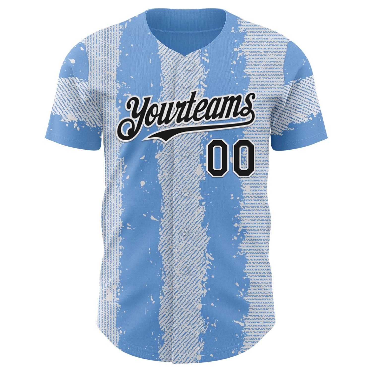 Custom Light Blue Black-White Stripe Argentina Style Authentic Baseball Jersey view 2