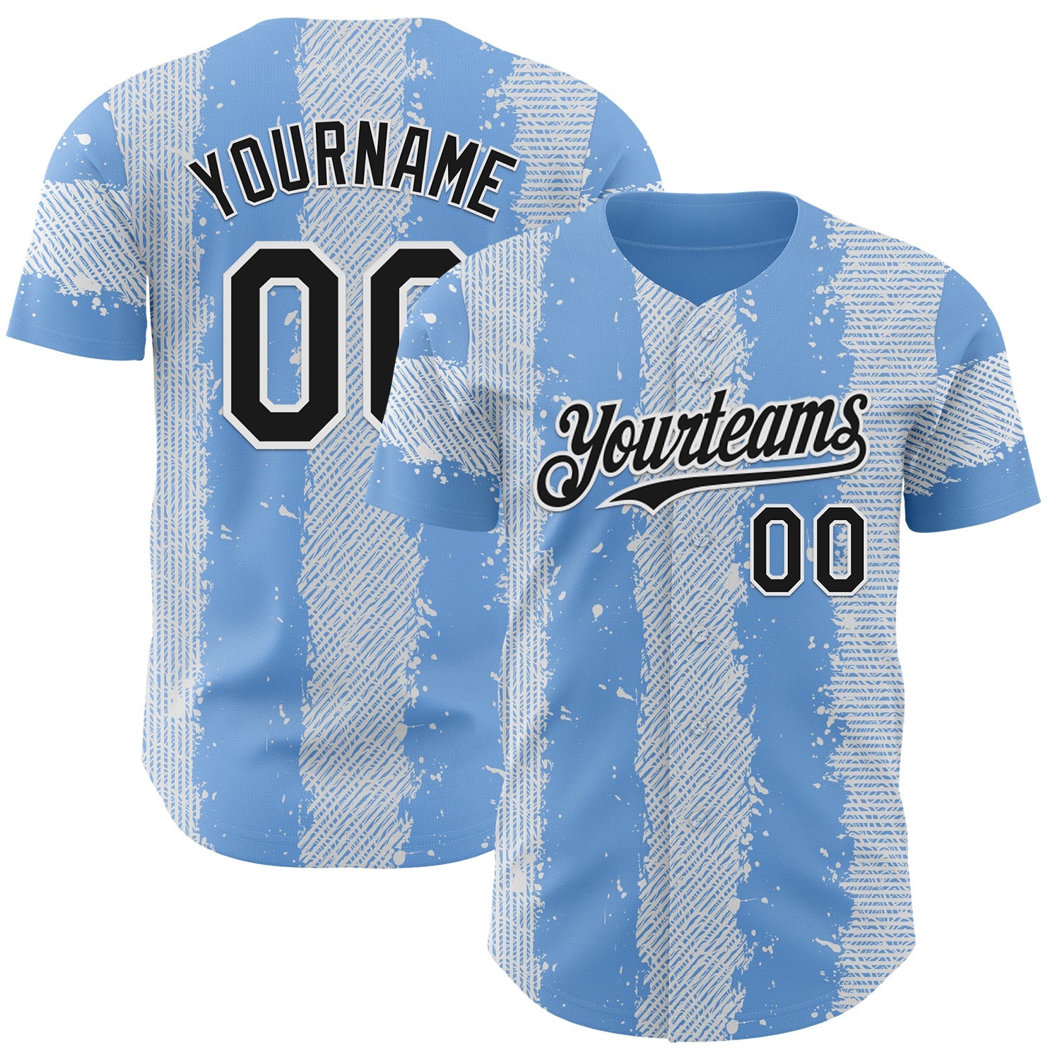 Custom Light Blue Black-White Stripe Argentina Style Authentic Baseball Jersey - Main View