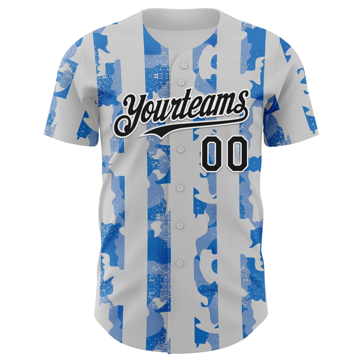 Custom White Black-Light Blue Stripe Argentina Style Authentic Baseball Jersey view 2