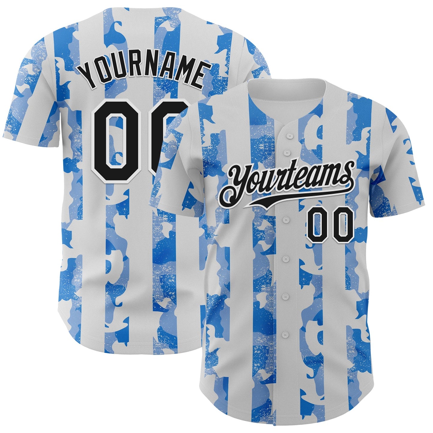 Custom White Black-Light Blue Stripe Argentina Style Authentic Baseball Jersey - Main View