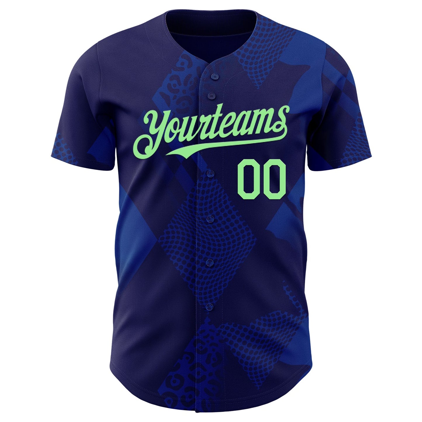 Custom Navy-Pea Green Brazil Style Authentic Baseball Jersey view 2