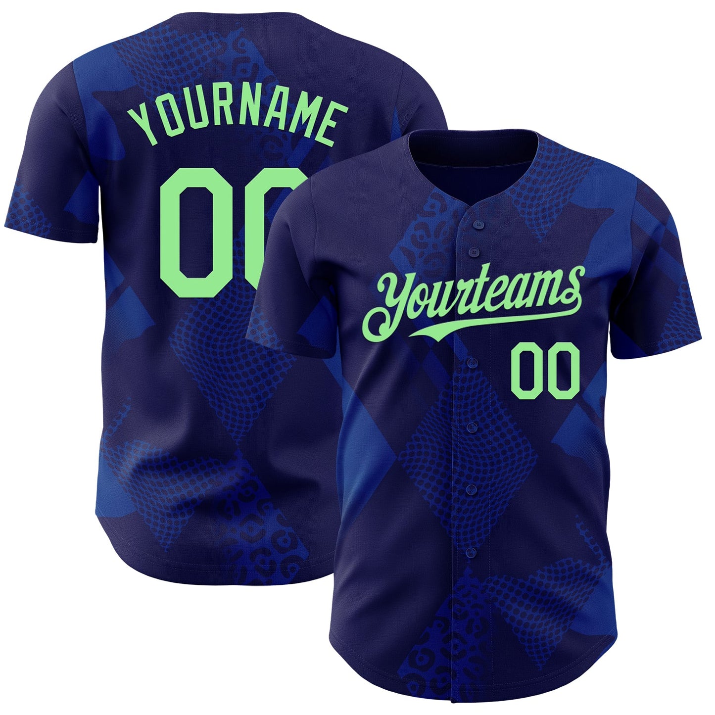 Custom Navy-Pea Green Brazil Style Authentic Baseball Jersey - Main View