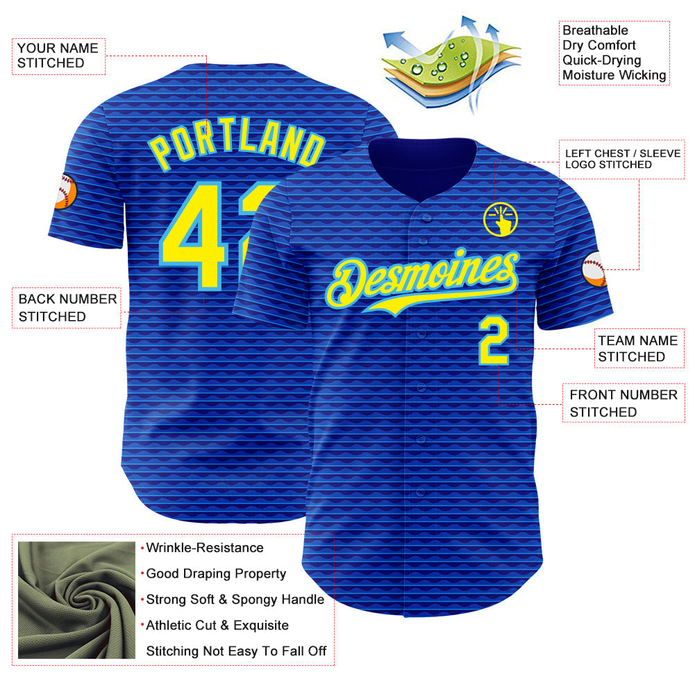 Custom Blue Light Yellow-Sky Blue Brazil Style Authentic Baseball Jersey view 3