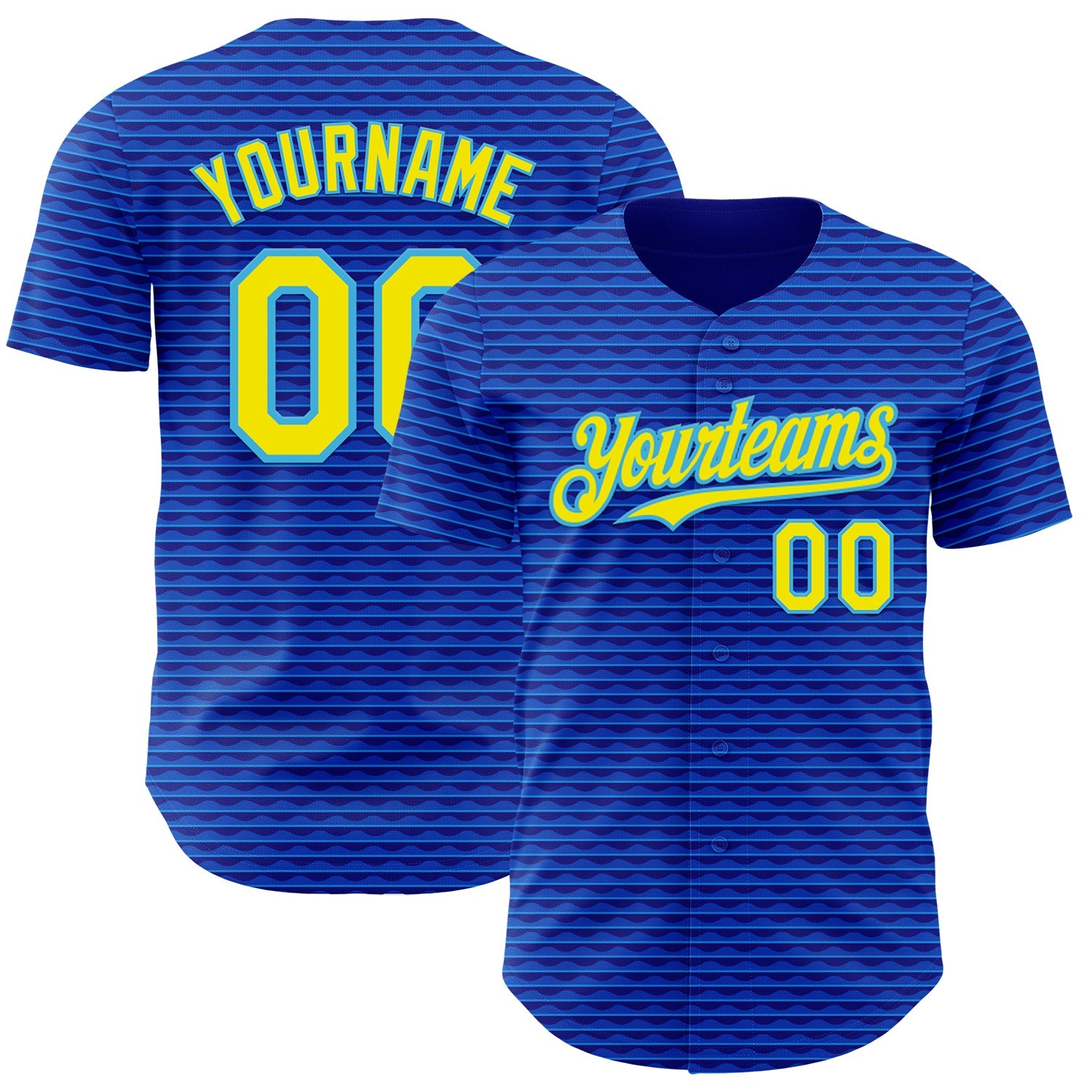 Custom Blue Light Yellow-Sky Blue Brazil Style Authentic Baseball Jersey - Main View