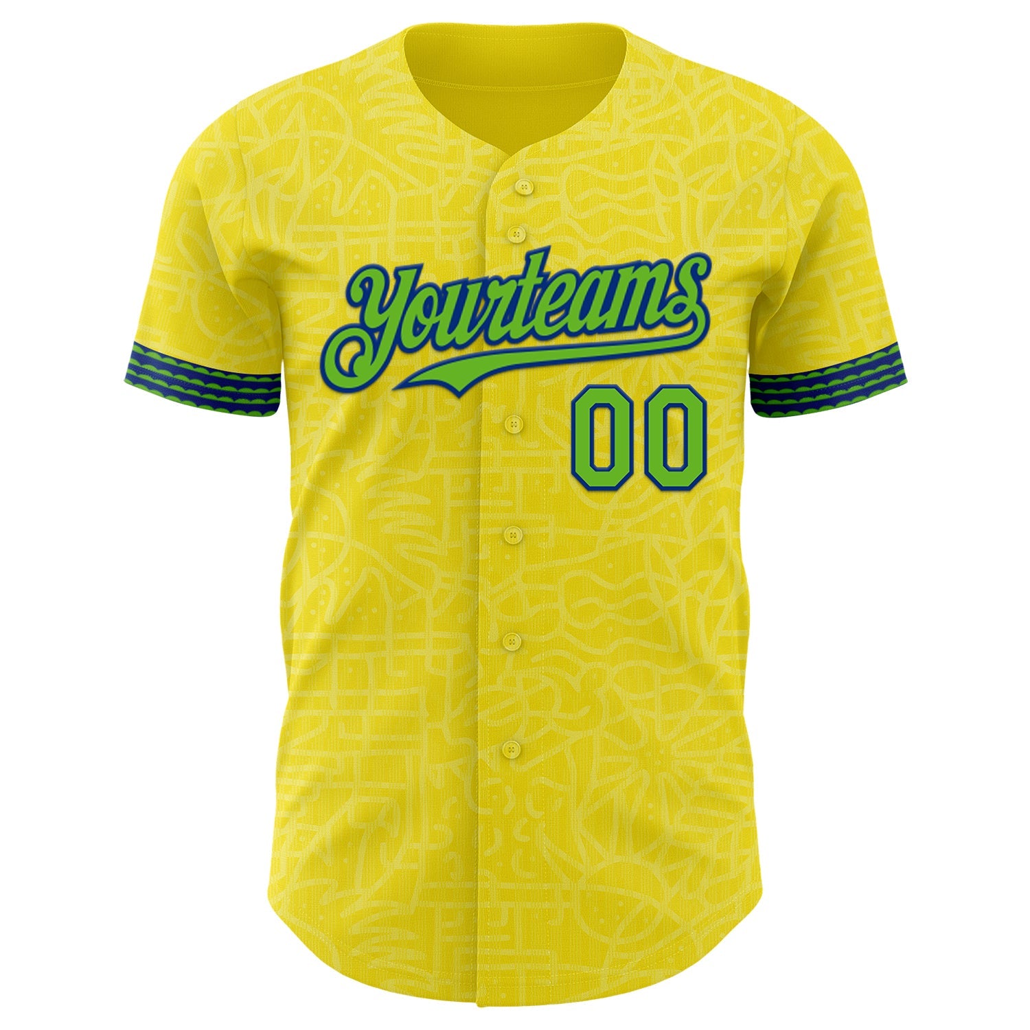 Custom Light Yellow Aurora Green-Royal Brazil Style Authentic Baseball Jersey view 2