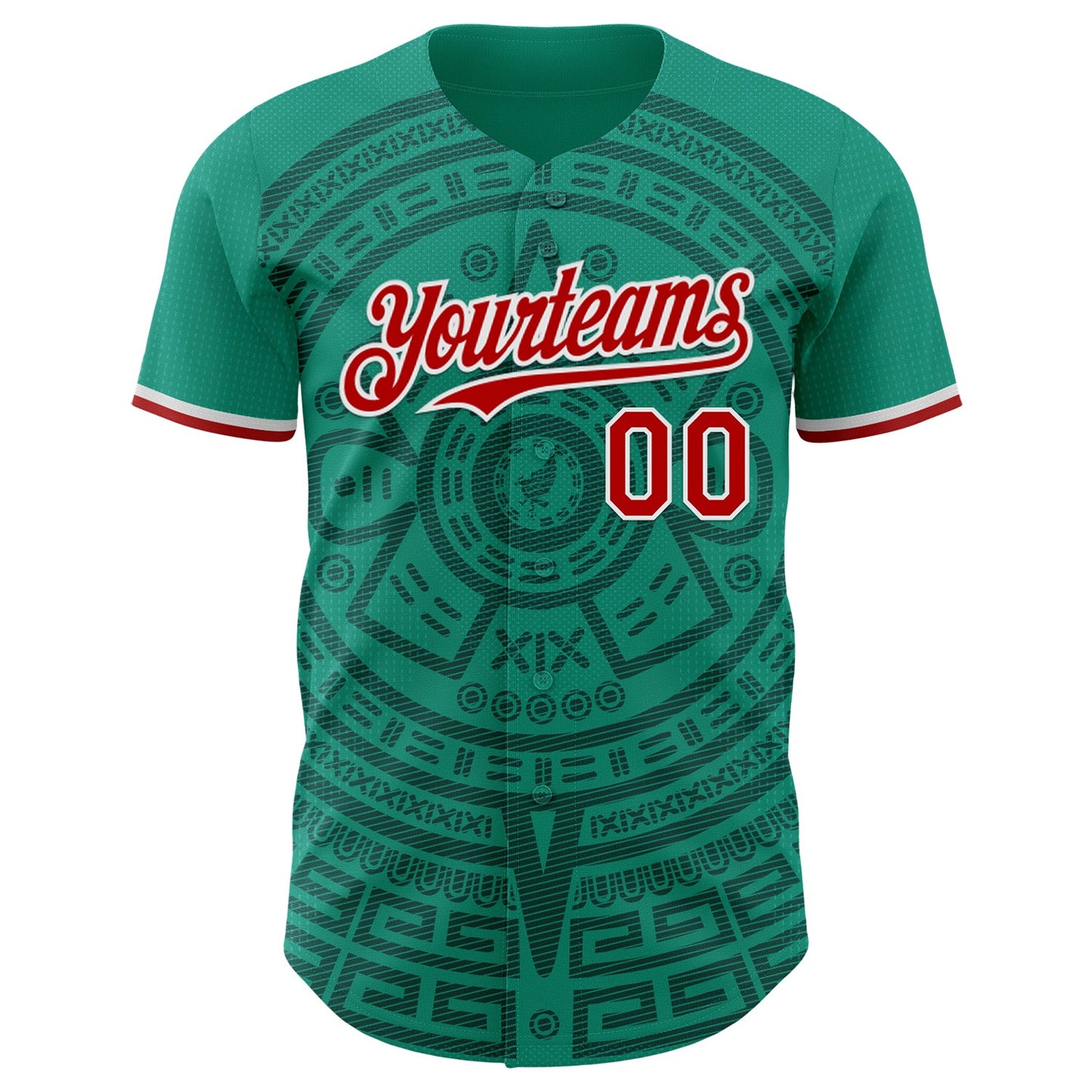 Custom Green Red-White Mexico Style Authentic Baseball Jersey view 2