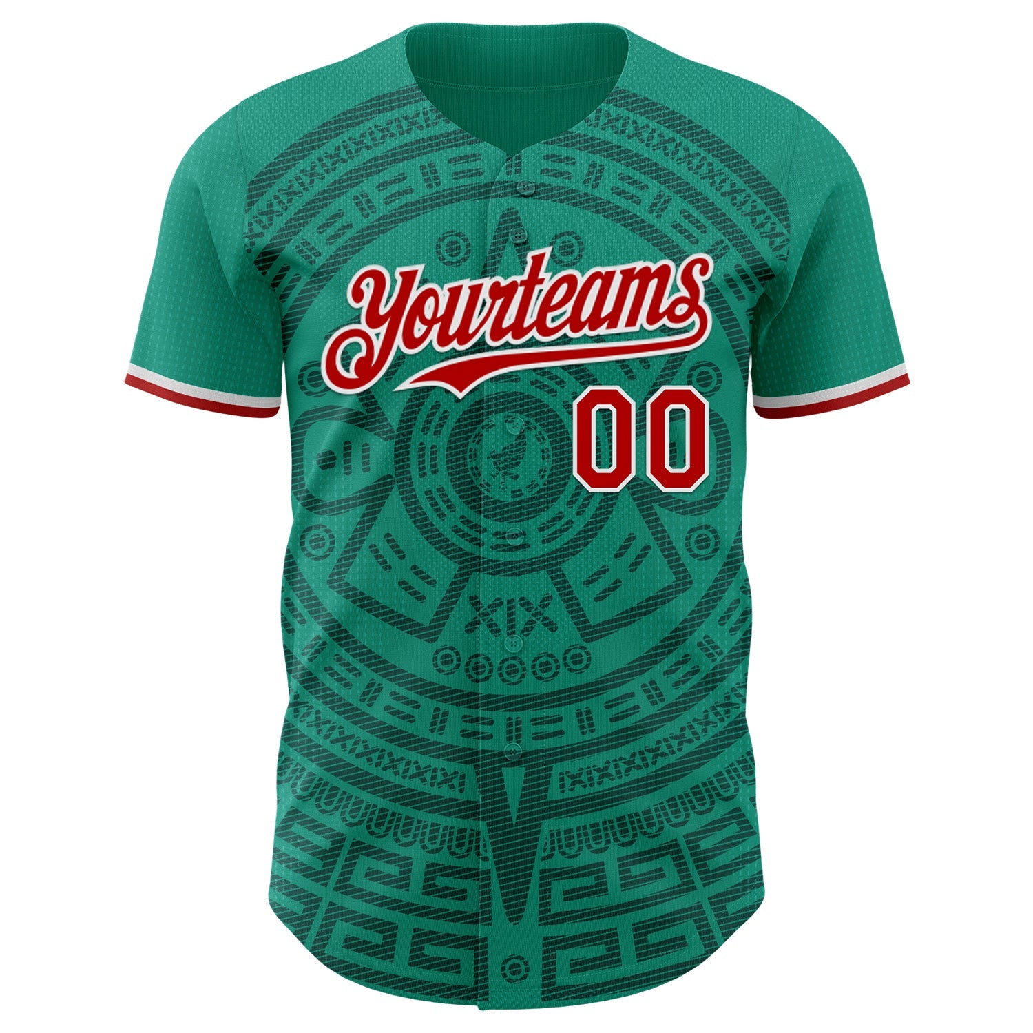 Custom Green Red-White Mexico Style Authentic Baseball Jersey view 2