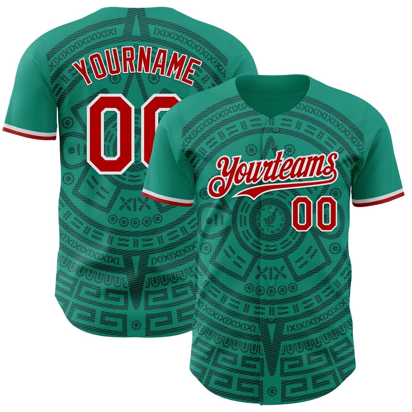 Custom Green Red-White Mexico Style Authentic Baseball Jersey - Main View