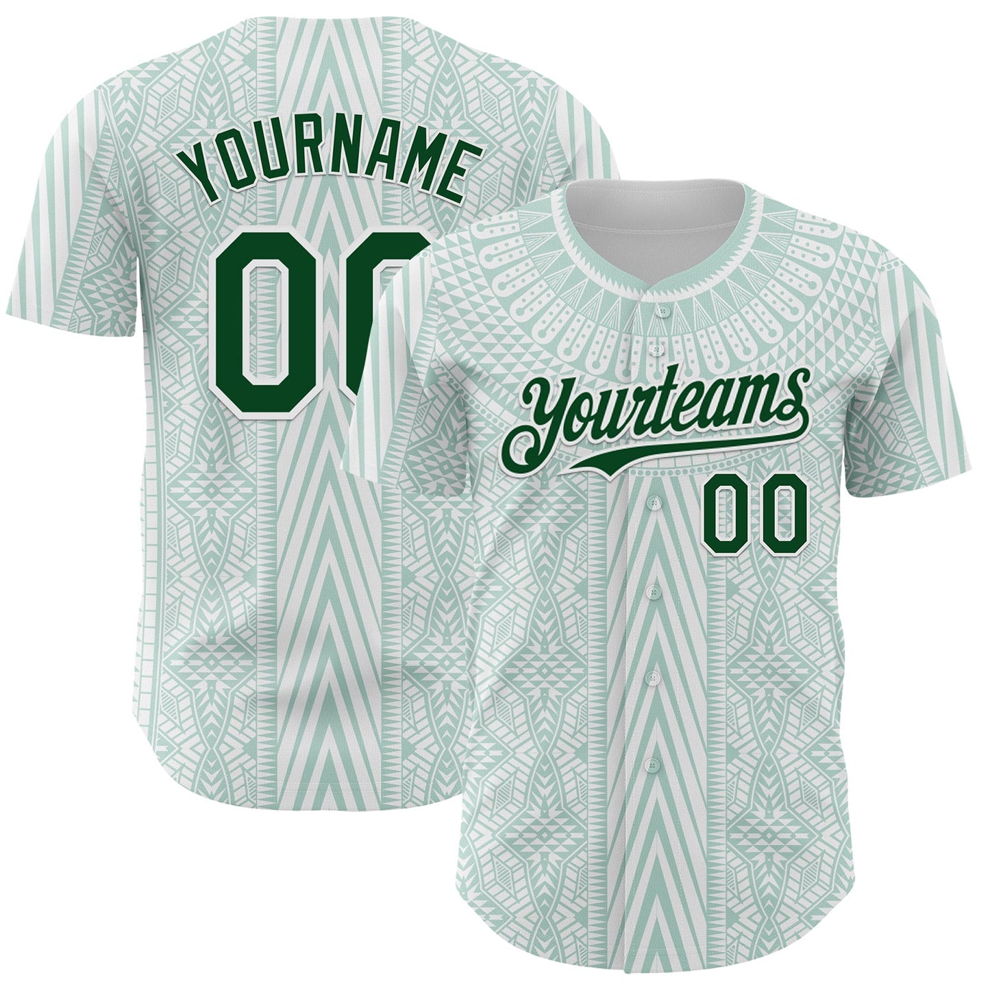 Custom White-Green Mexico Style Authentic Baseball Jersey - Main View