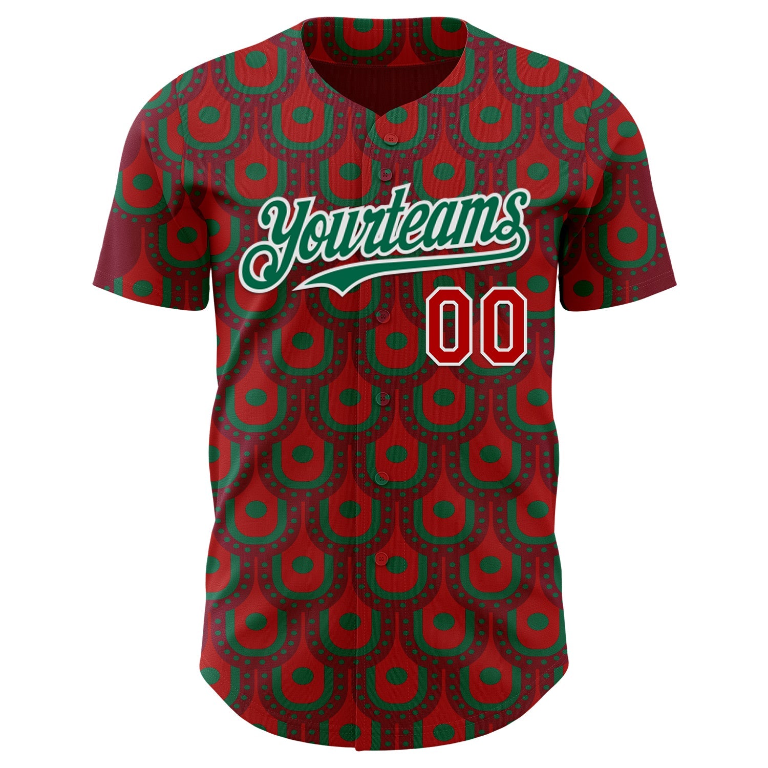 Custom Red White-Kelly Green Mexico Style Authentic Baseball Jersey view 2