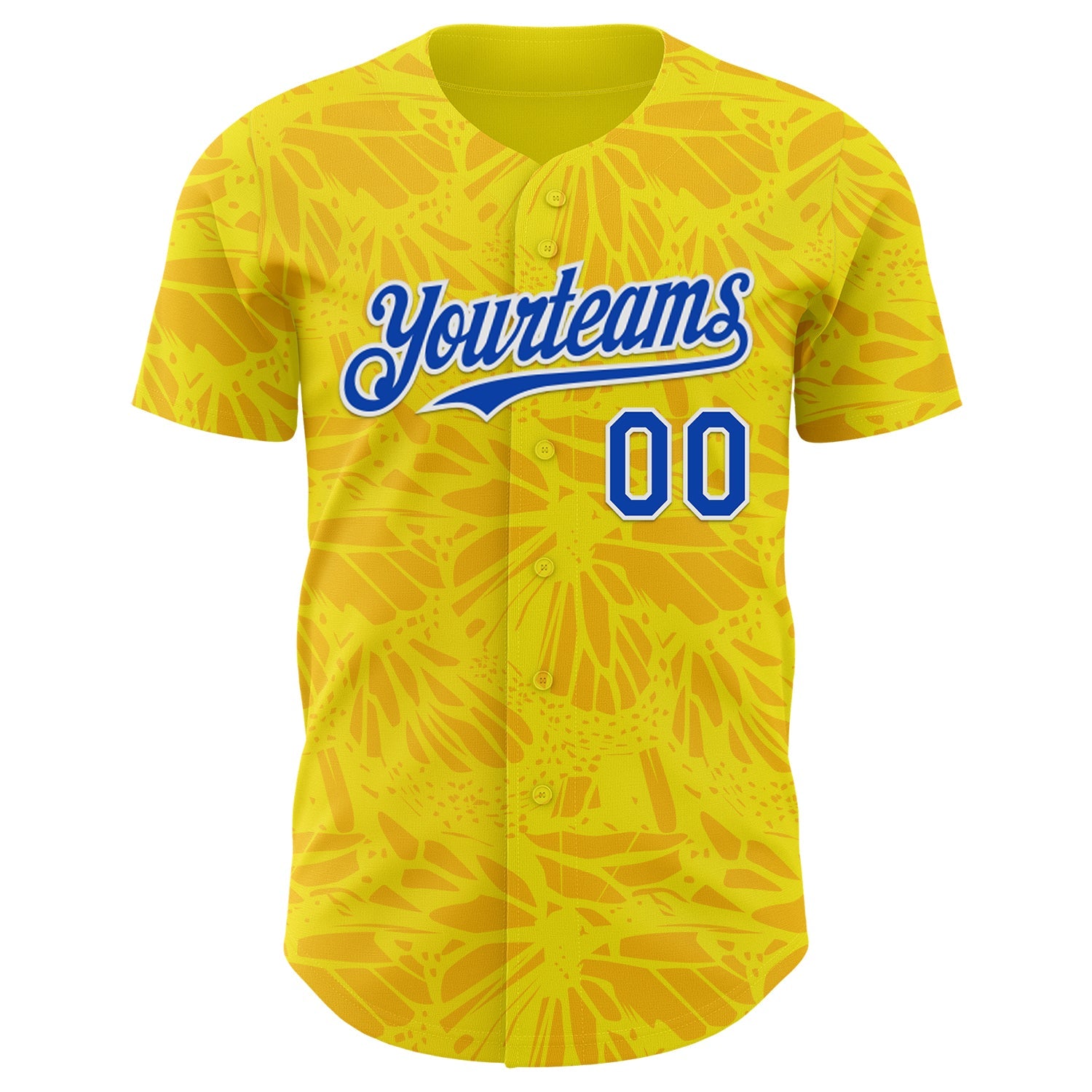 Custom Yellow Thunder Blue-White Colombia Style Authentic Baseball Jersey view 2